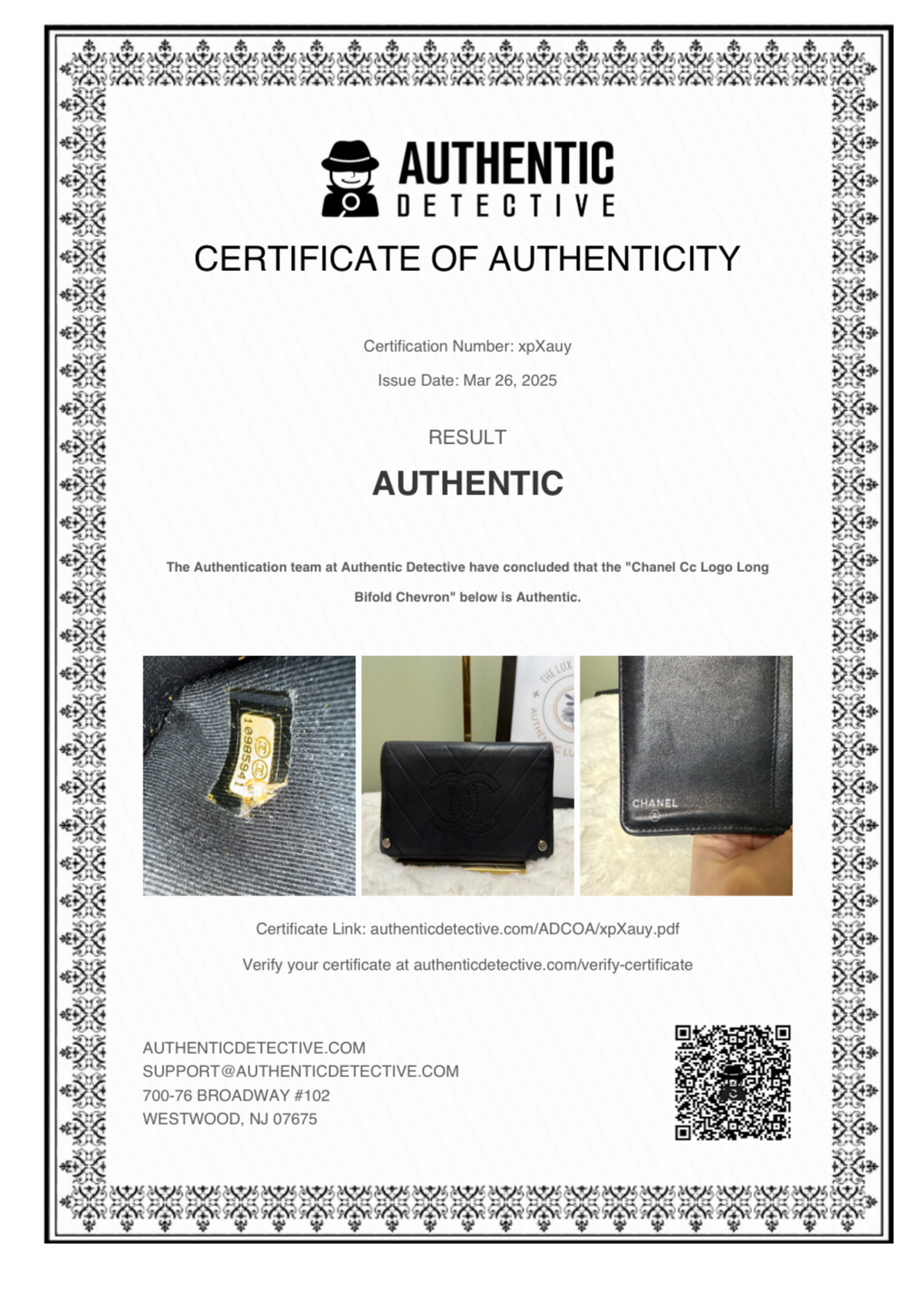 Chanel CC Logo Chevron Lambskin Bifold Long Wallet Noir