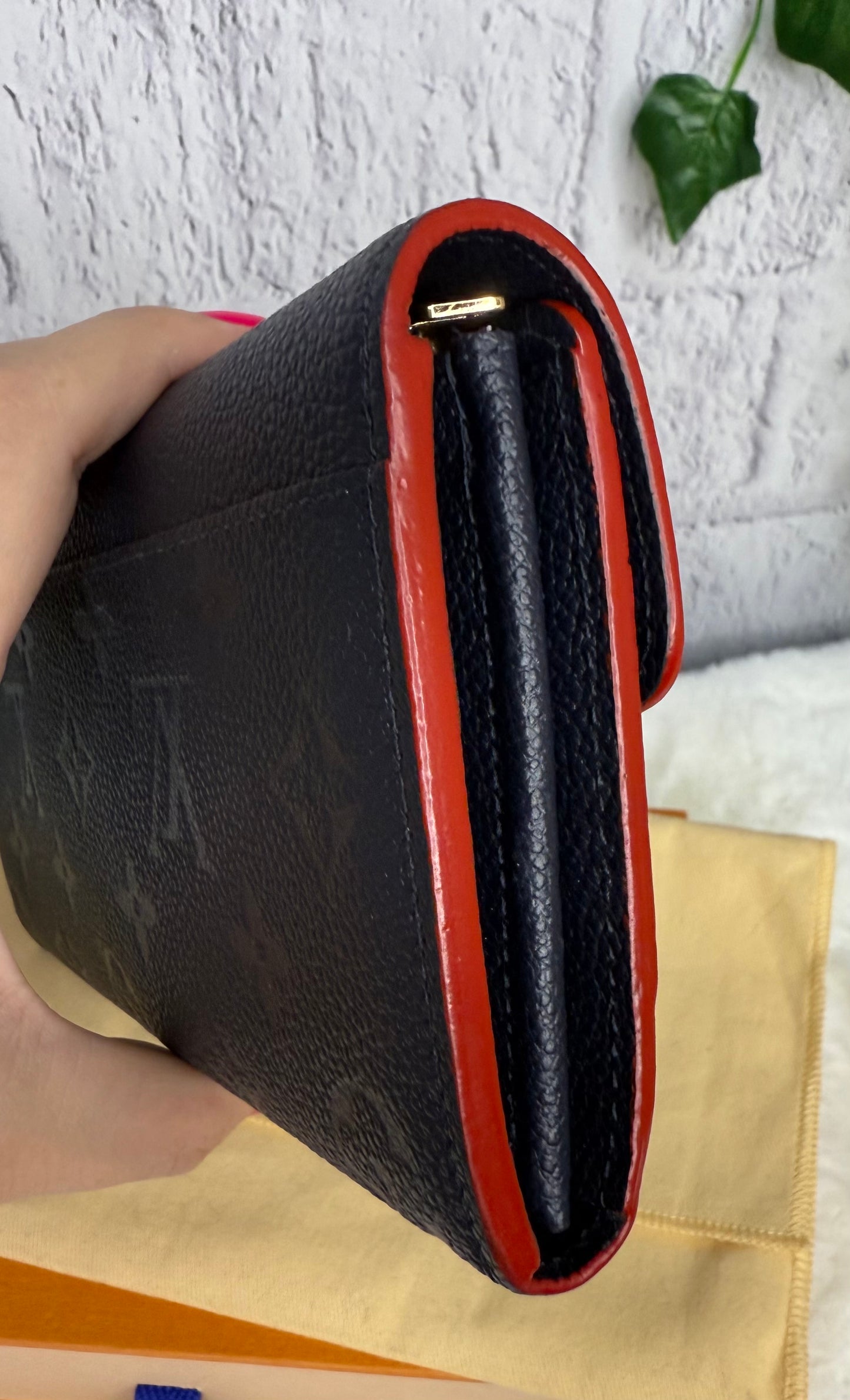 Louis Vuitton Sarah Empreinte Leather Wallet Marine Rouge