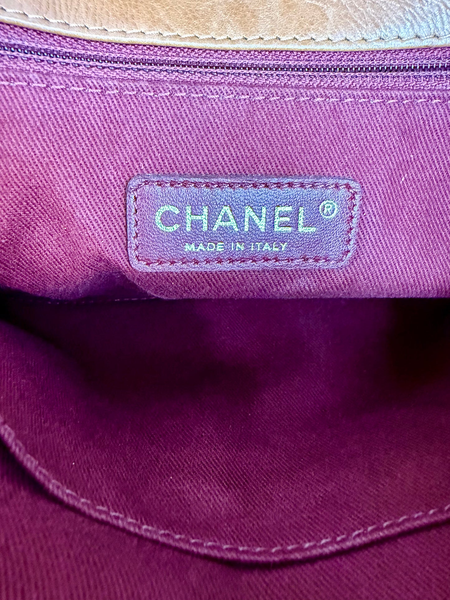 RARE Chanel Caramel Brown Calfskin Embossed Camellia Whipstitch Bag