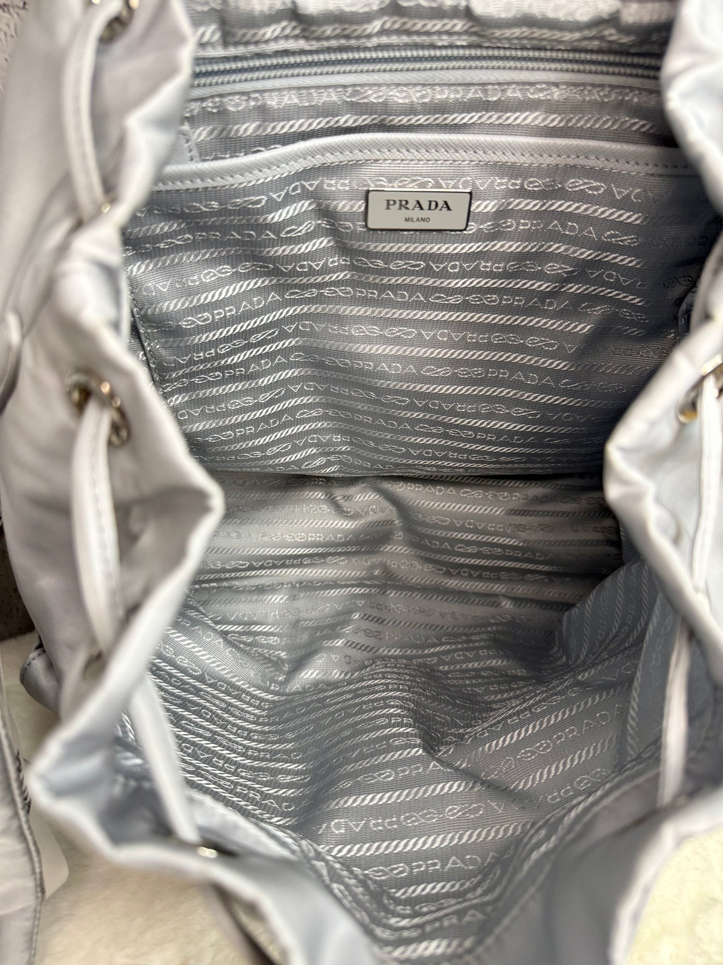 Prada Re Nylon Vela Backpack and Pouch w/ Compact Wallet and Triangles Bandeau