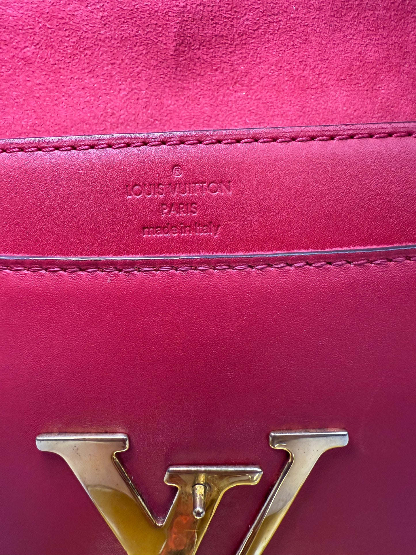 Louis Vuitton Calfskin Chain Louise MM - Raspberry