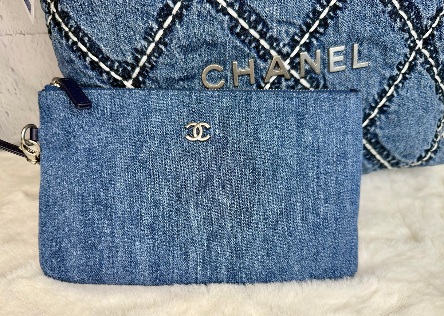 Chanel 22 Denim Hobo Bag w/ Pouch Small (Not Mini) NEW With Tags