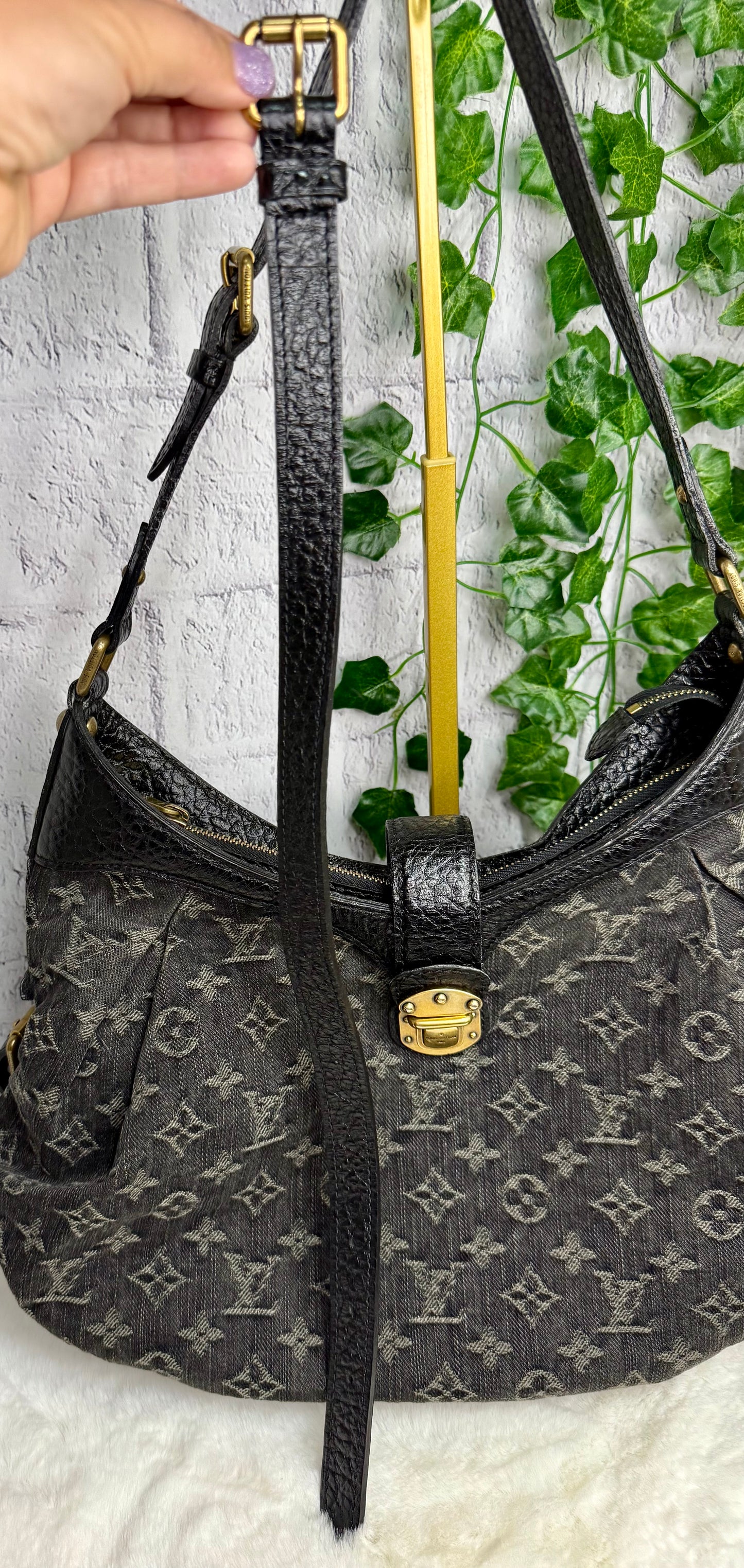 Louis Vuitton Black Denim XS Hobo Bag