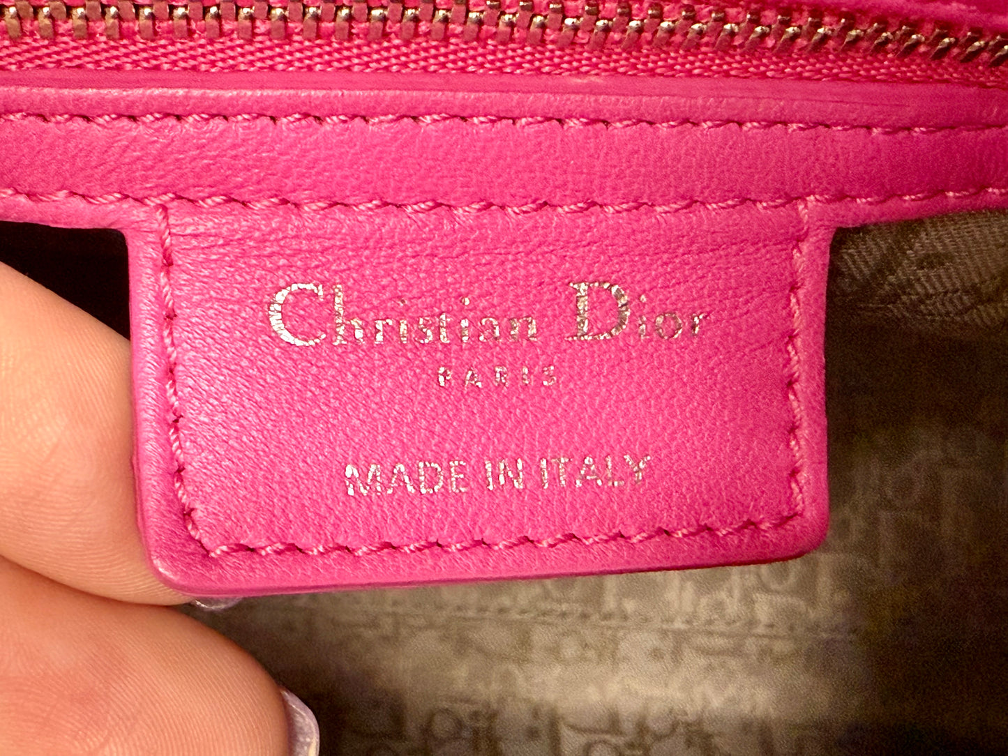 DIOR Lambskin Leather Cannage Lady Dior Large (Fuchsia)