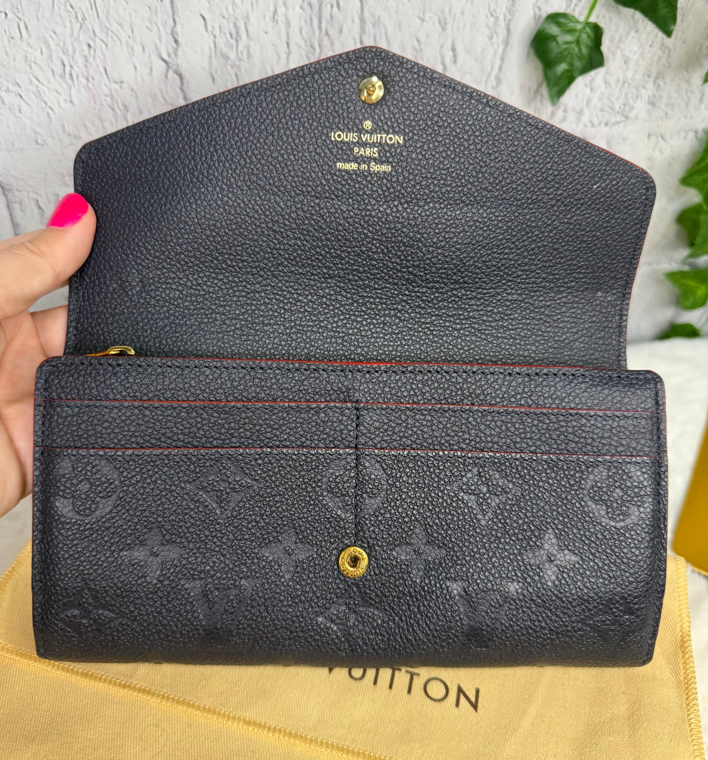 Louis Vuitton Sarah Empreinte Leather Wallet Marine Rouge