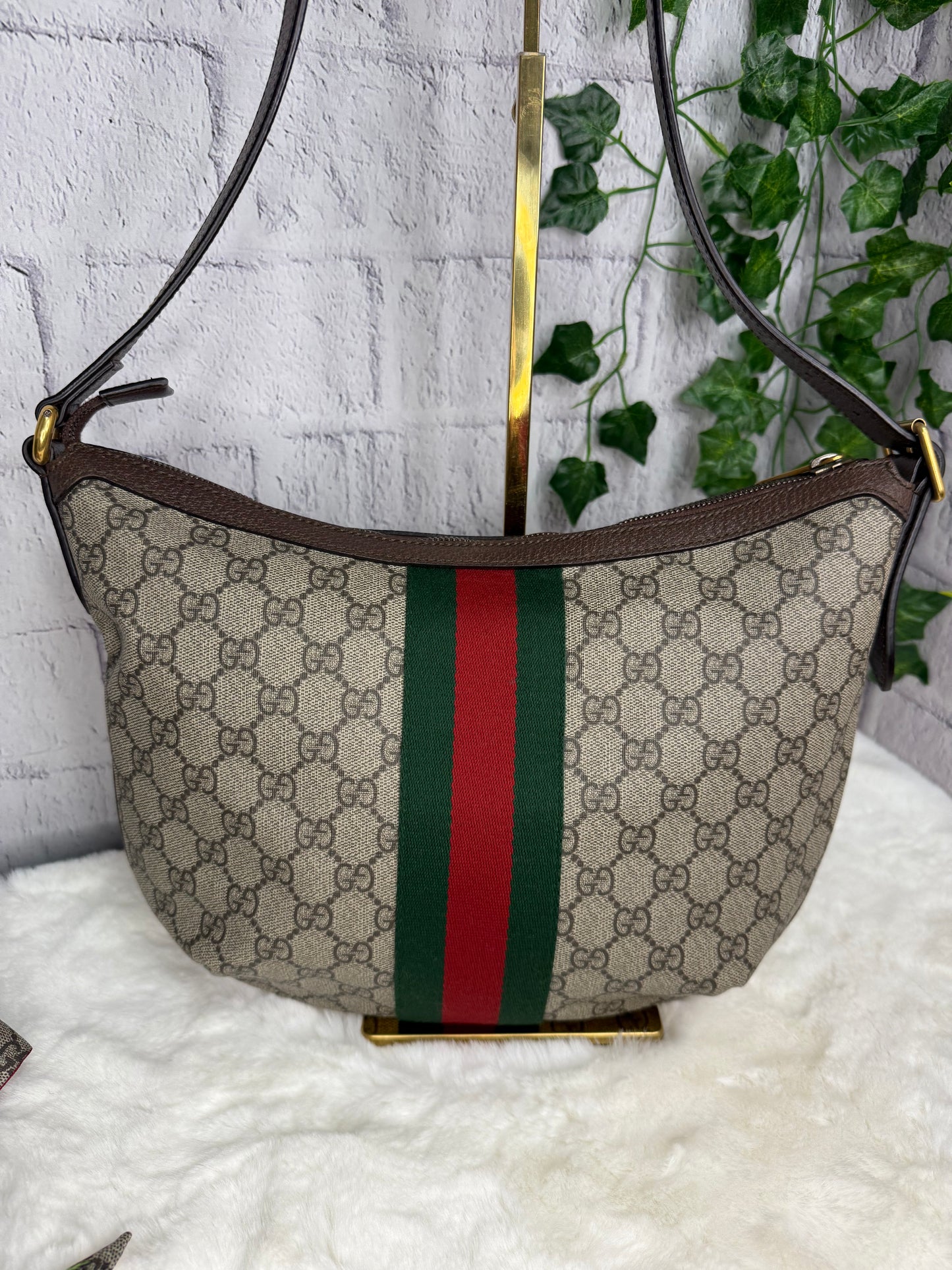 Gucci Supreme Ophidia Half Moon Hobo Bag Small