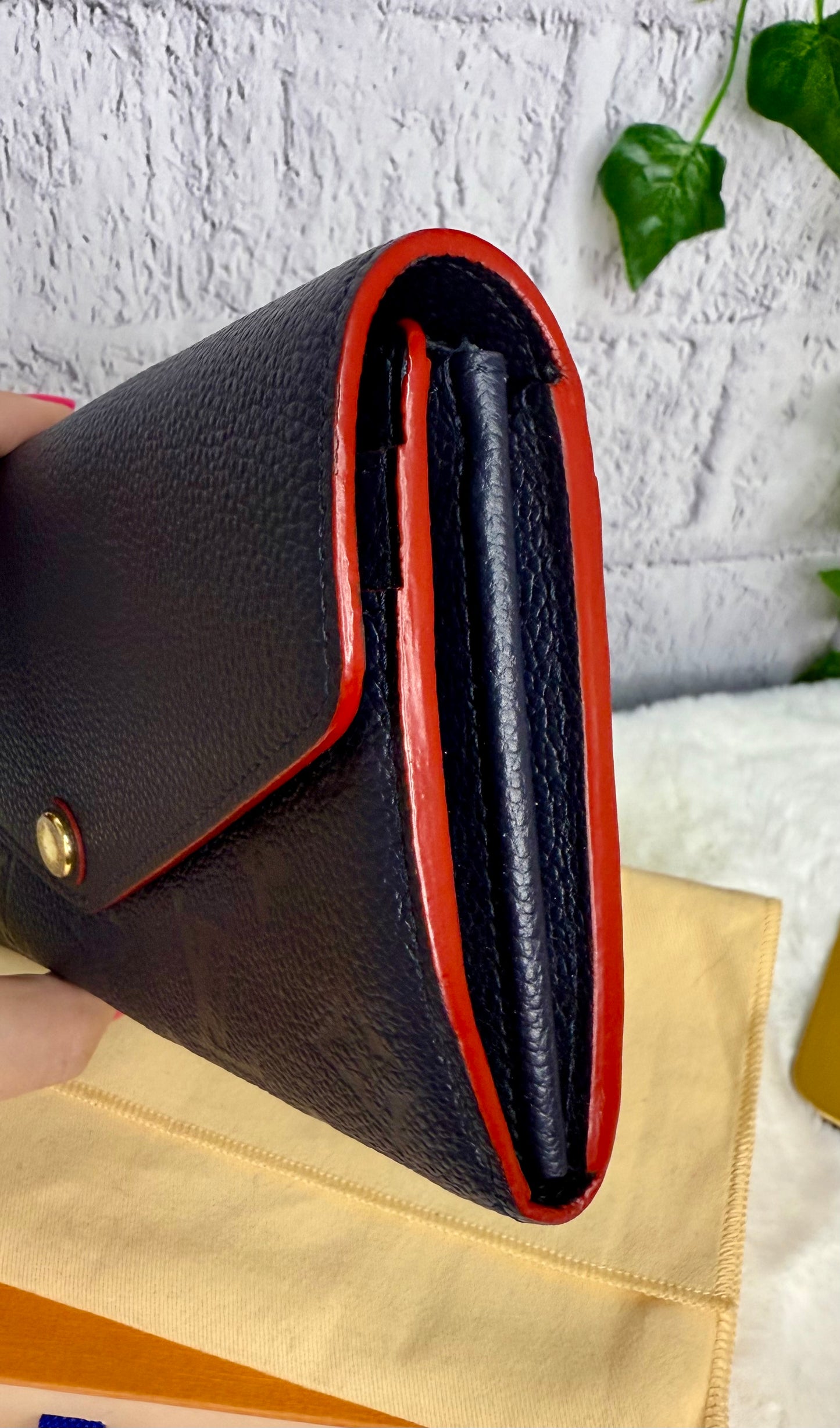 Louis Vuitton Sarah Empreinte Leather Wallet Marine Rouge