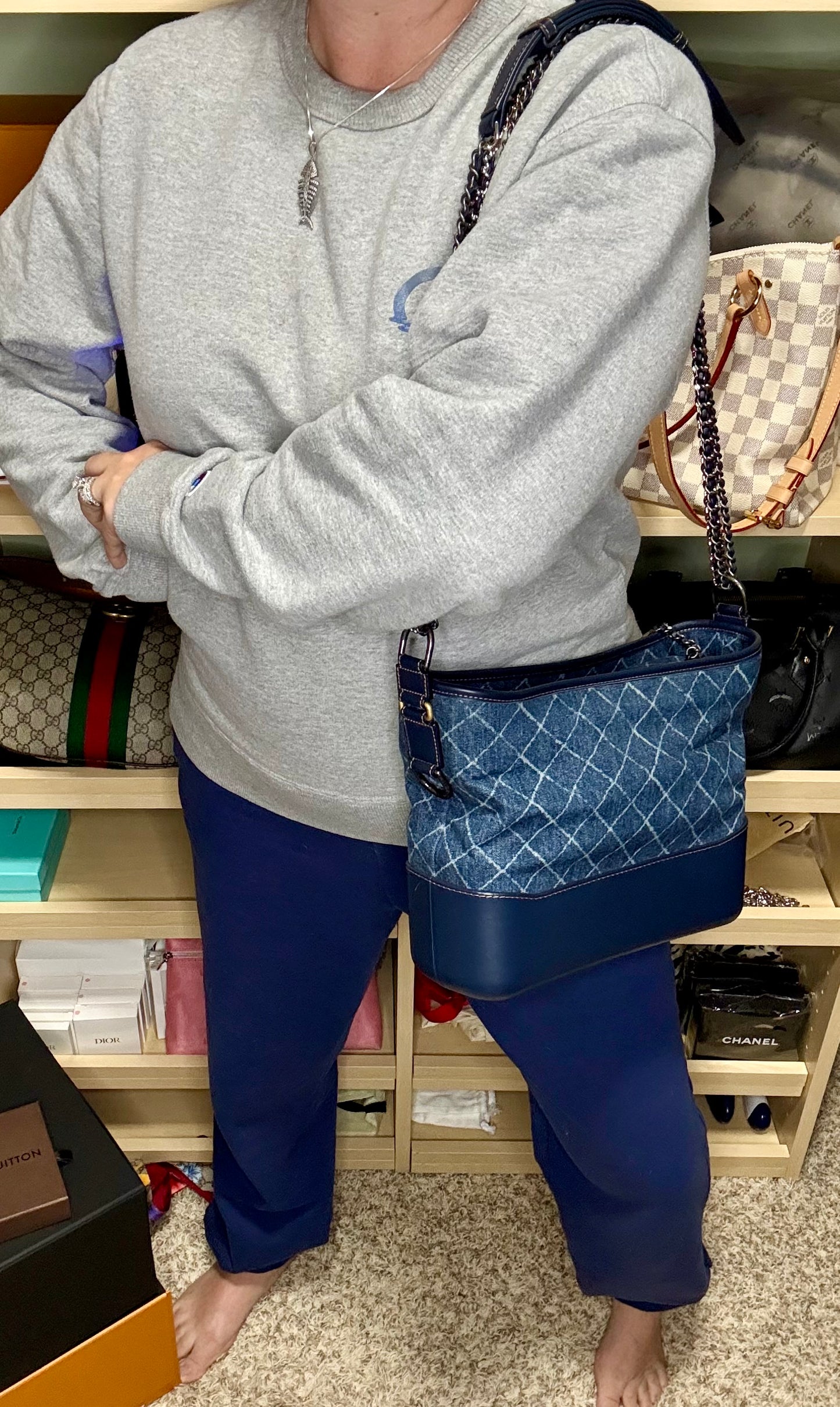 Chanel Denim Gabrielle Zip Hobo Large