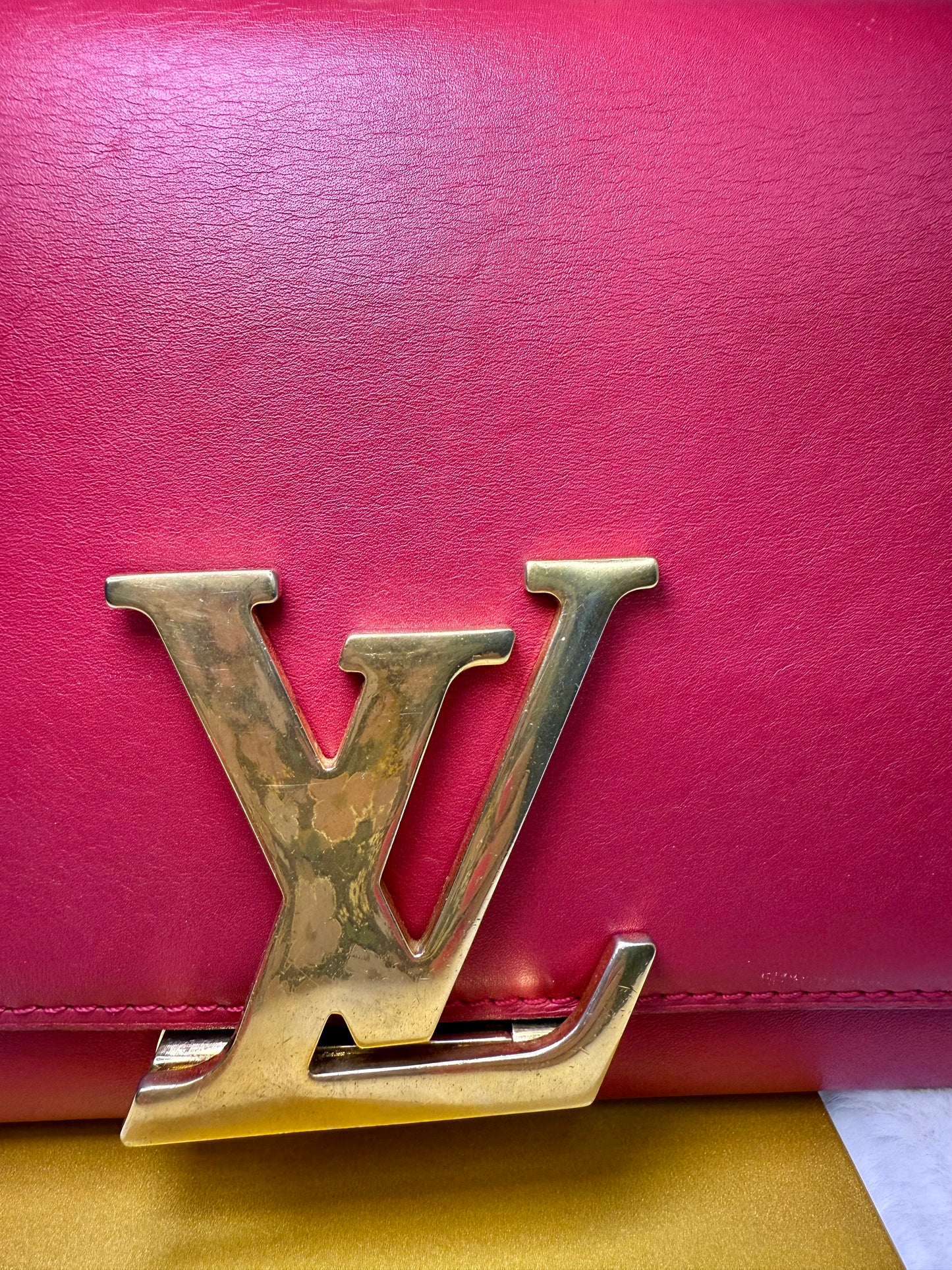 Louis Vuitton Calfskin Chain Louise MM - Raspberry