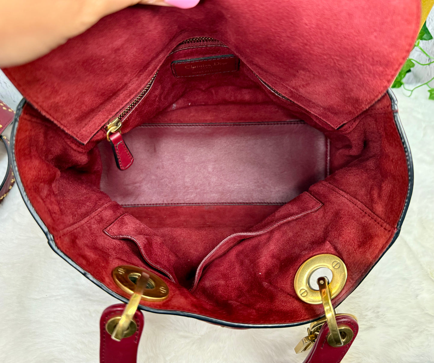 DIOR Gold Studded Cannage Leather Lady Dior