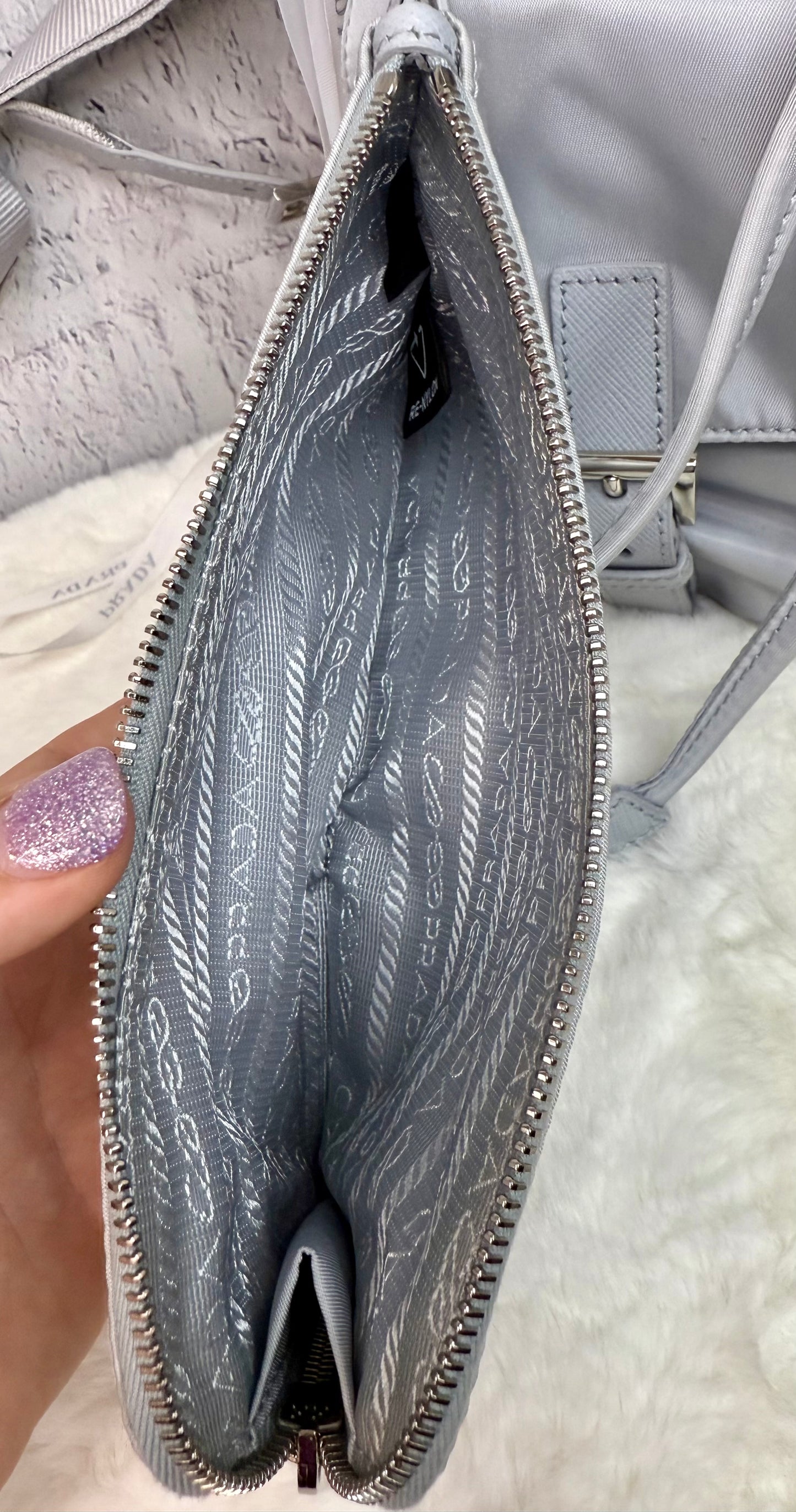 Prada Re Nylon Vela Backpack and Pouch w/ Compact Wallet and Triangles Bandeau