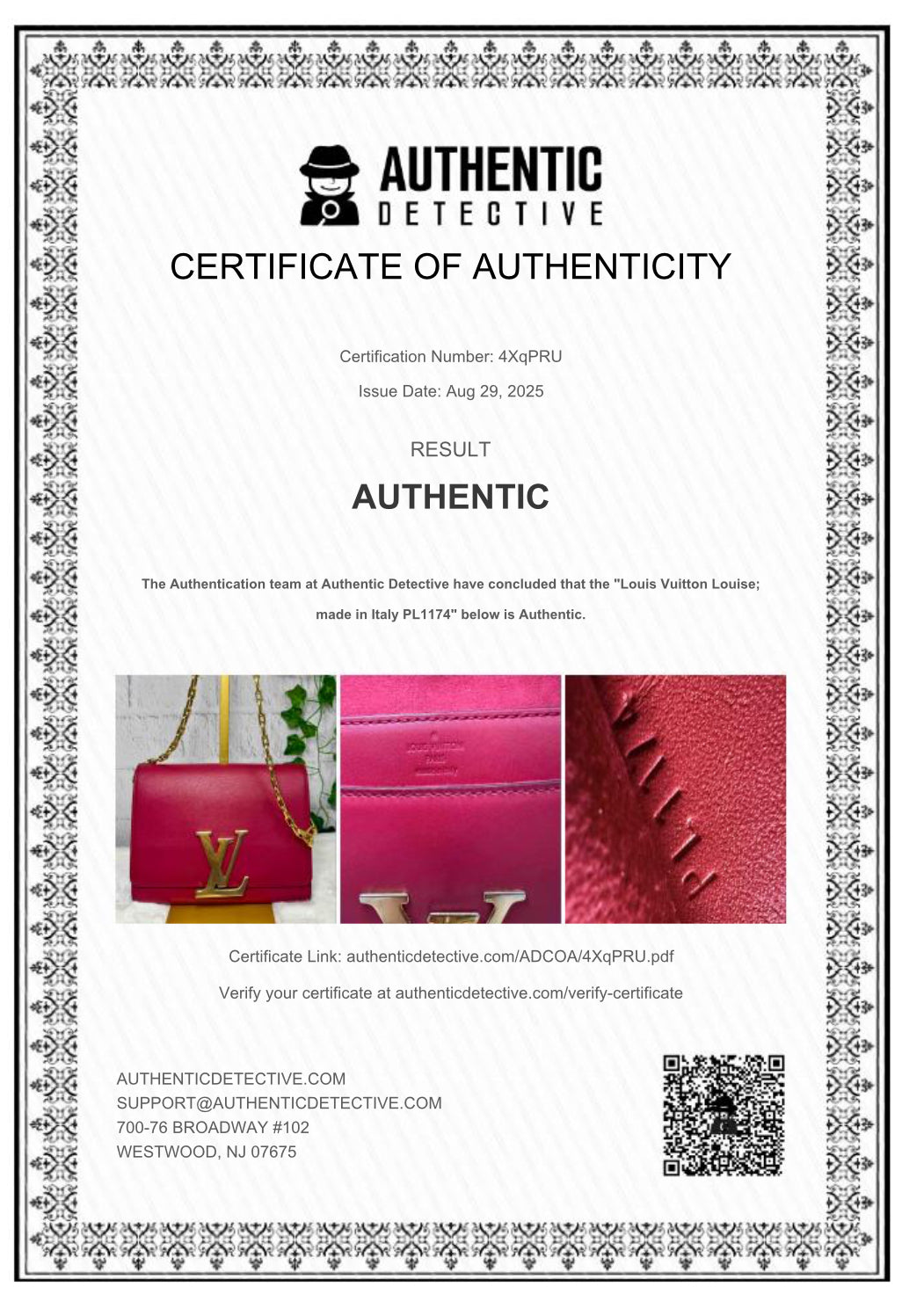 Louis Vuitton Calfskin Chain Louise MM - Raspberry