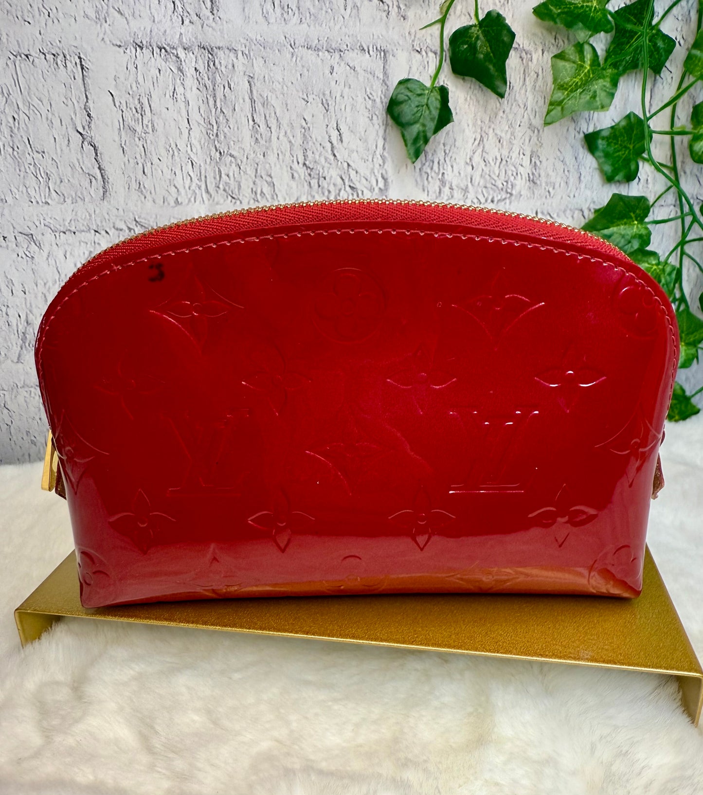 Louis Vuitton Red Vernis Cosmetic Pouch PM