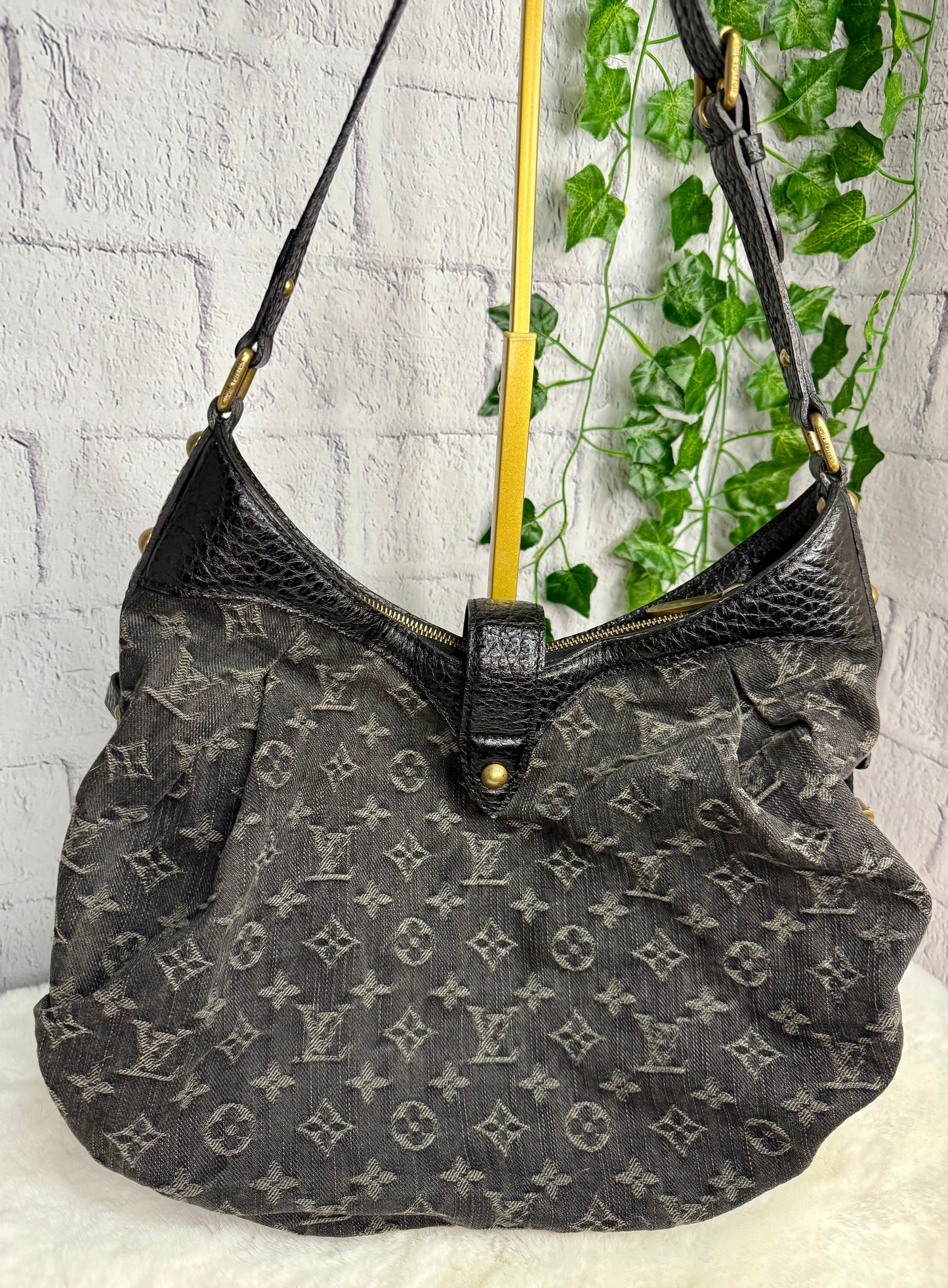 Louis Vuitton Black Denim XS Hobo Bag