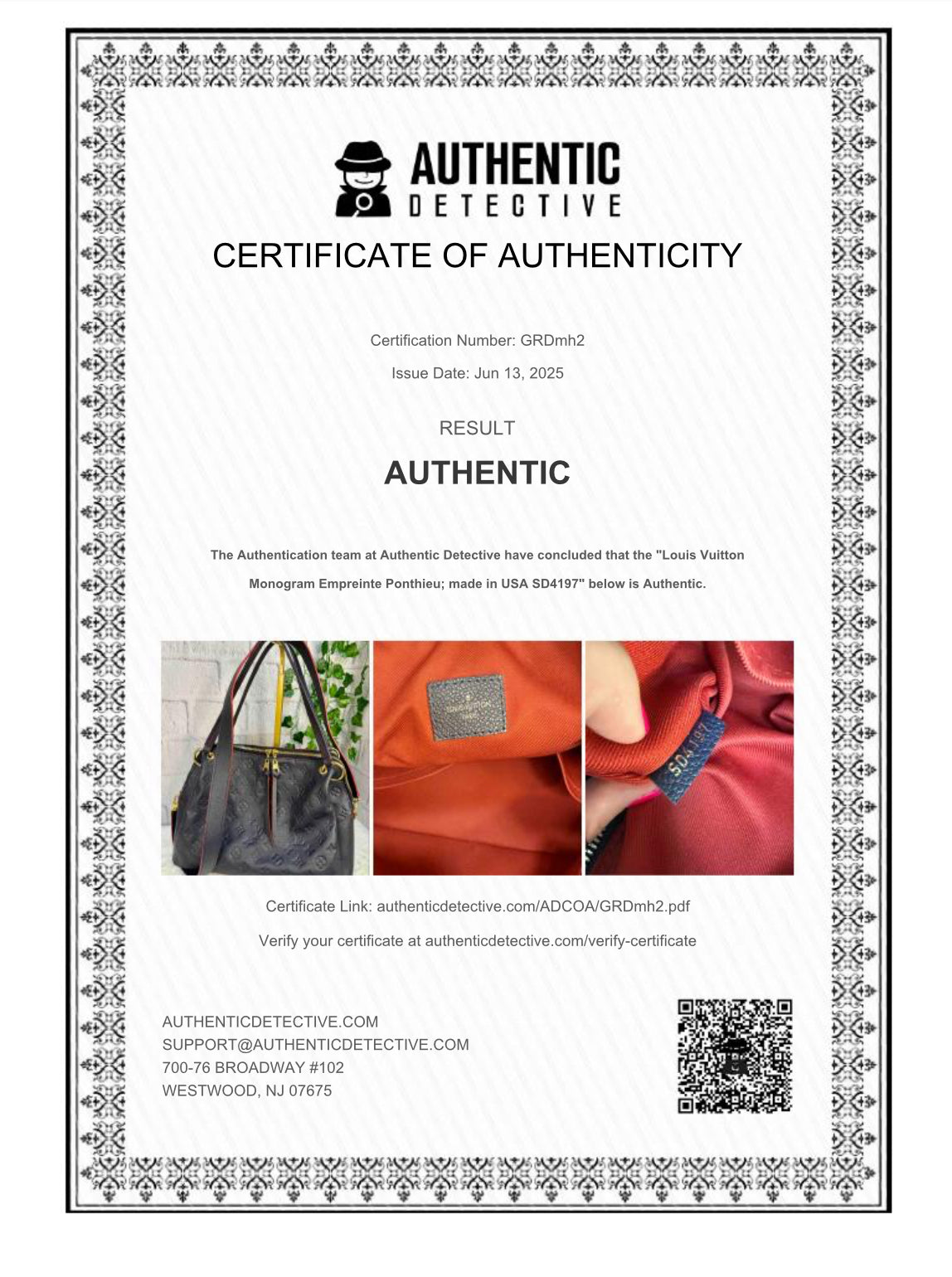 Louis Vuitton Ponthieu Empreinte Leather Marine Rouge