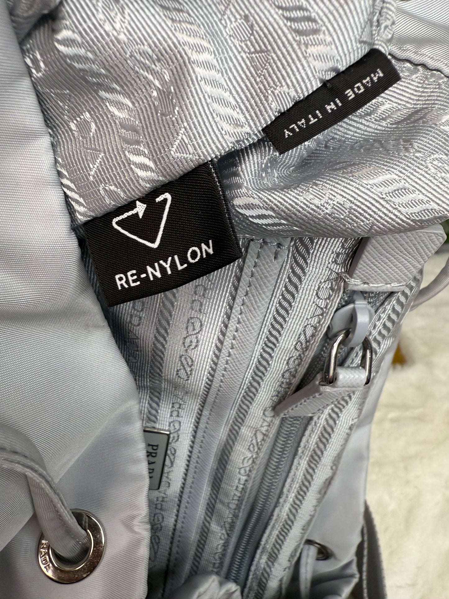 Prada Re Nylon Vela Backpack and Pouch w/ Compact Wallet and Triangles Bandeau