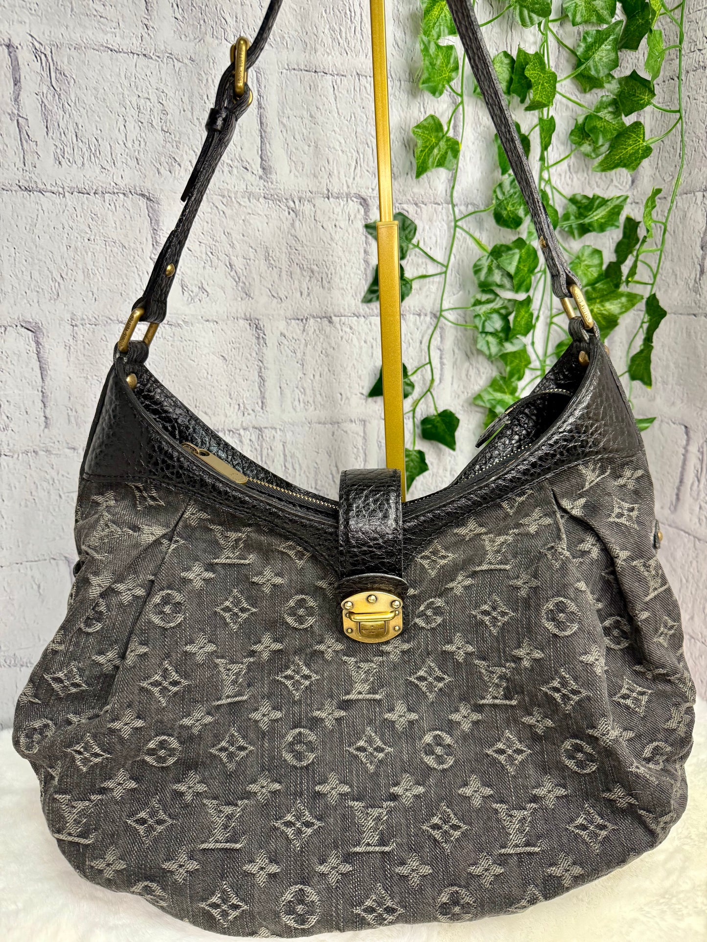 Louis Vuitton Black Denim XS Hobo Bag