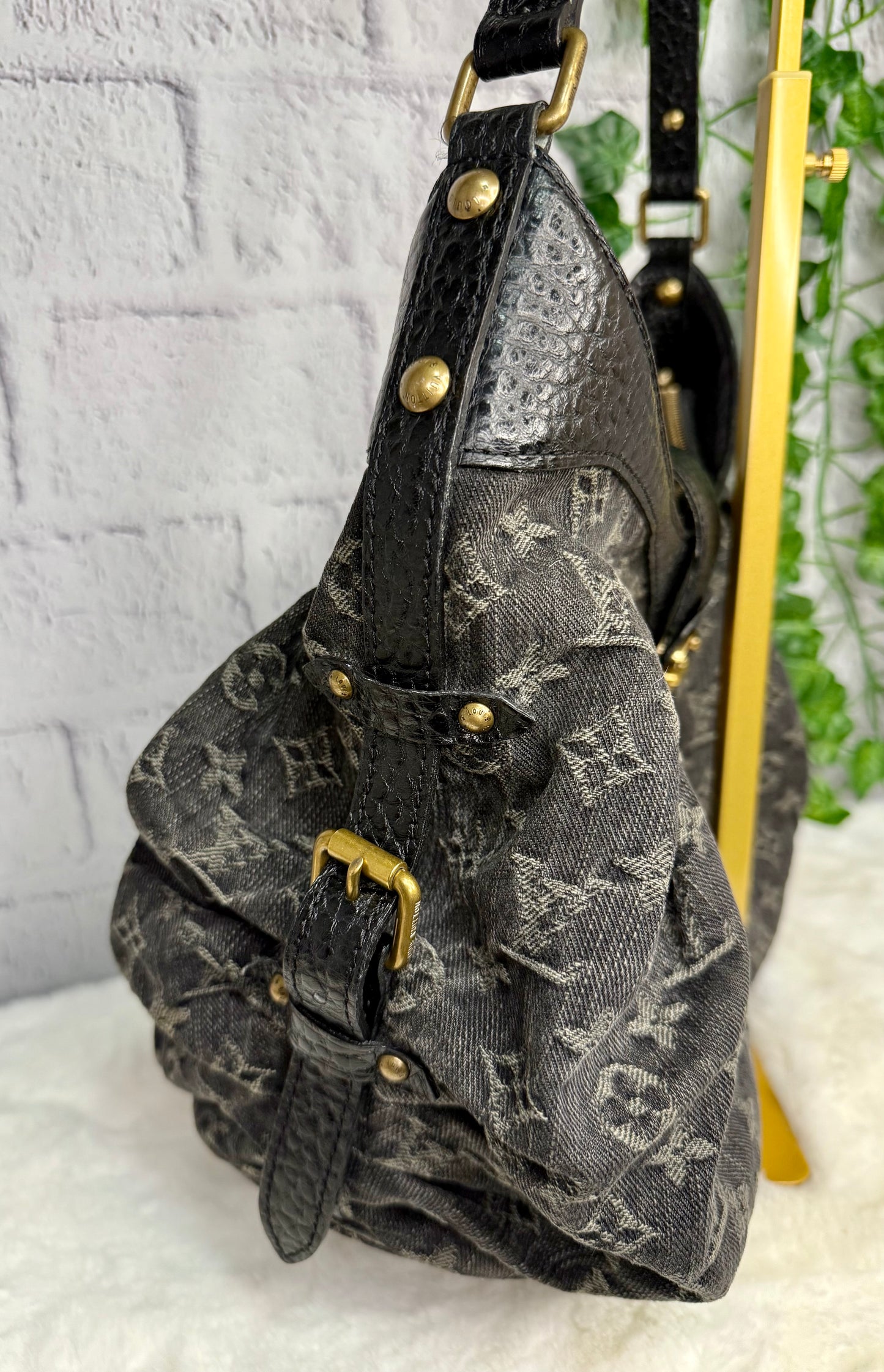 Louis Vuitton Black Denim XS Hobo Bag