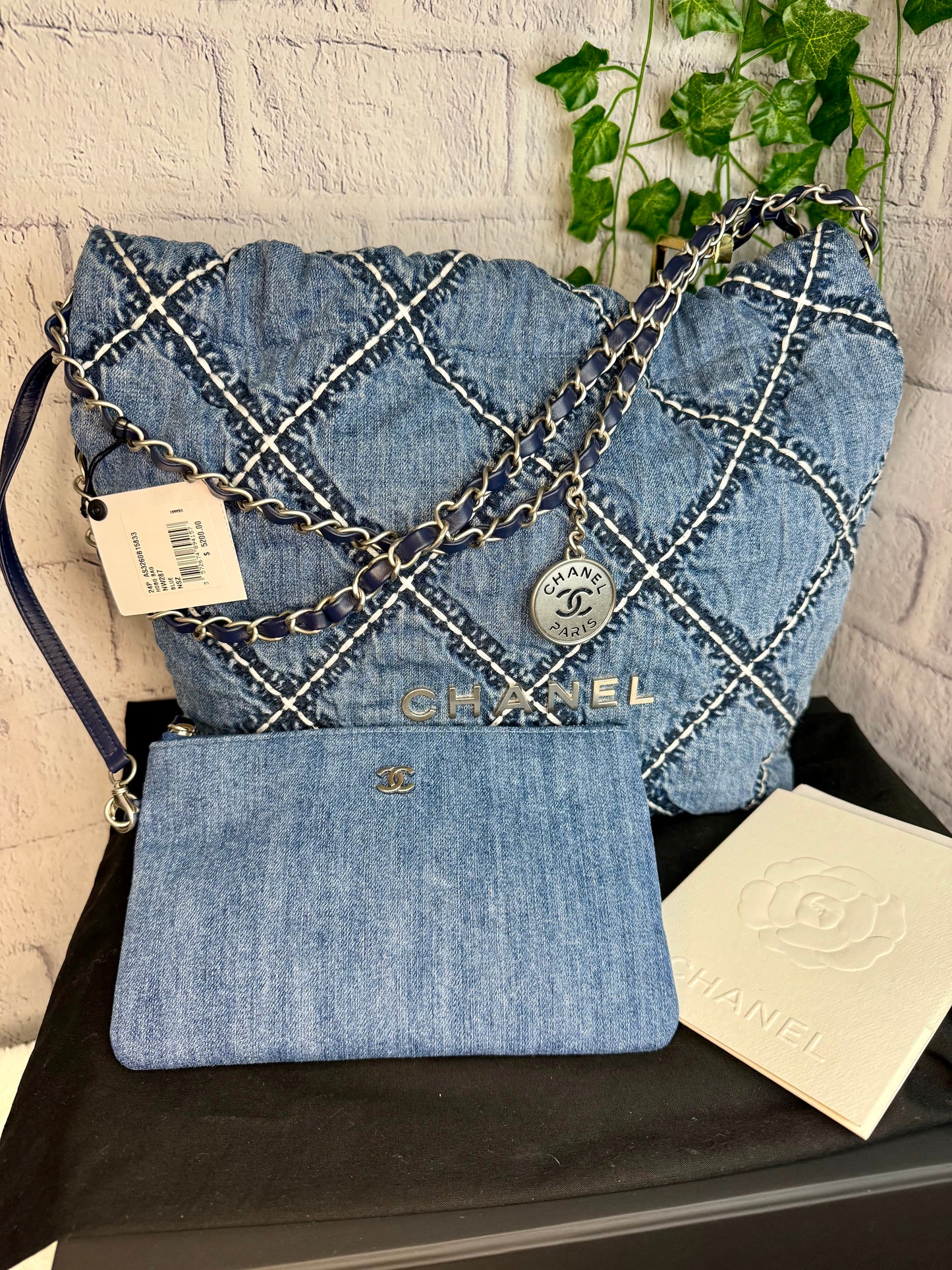 Chanel 22 Denim Hobo Bag w/ Pouch Small (Not Mini) NEW With Tags