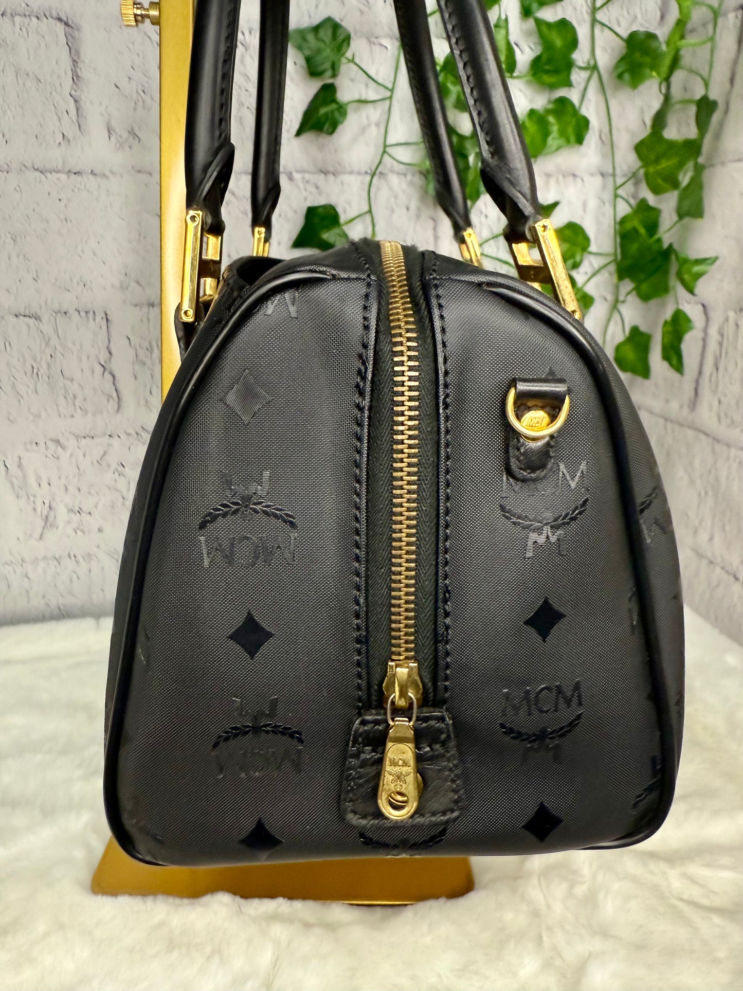 MCM Visetos Boston Bag