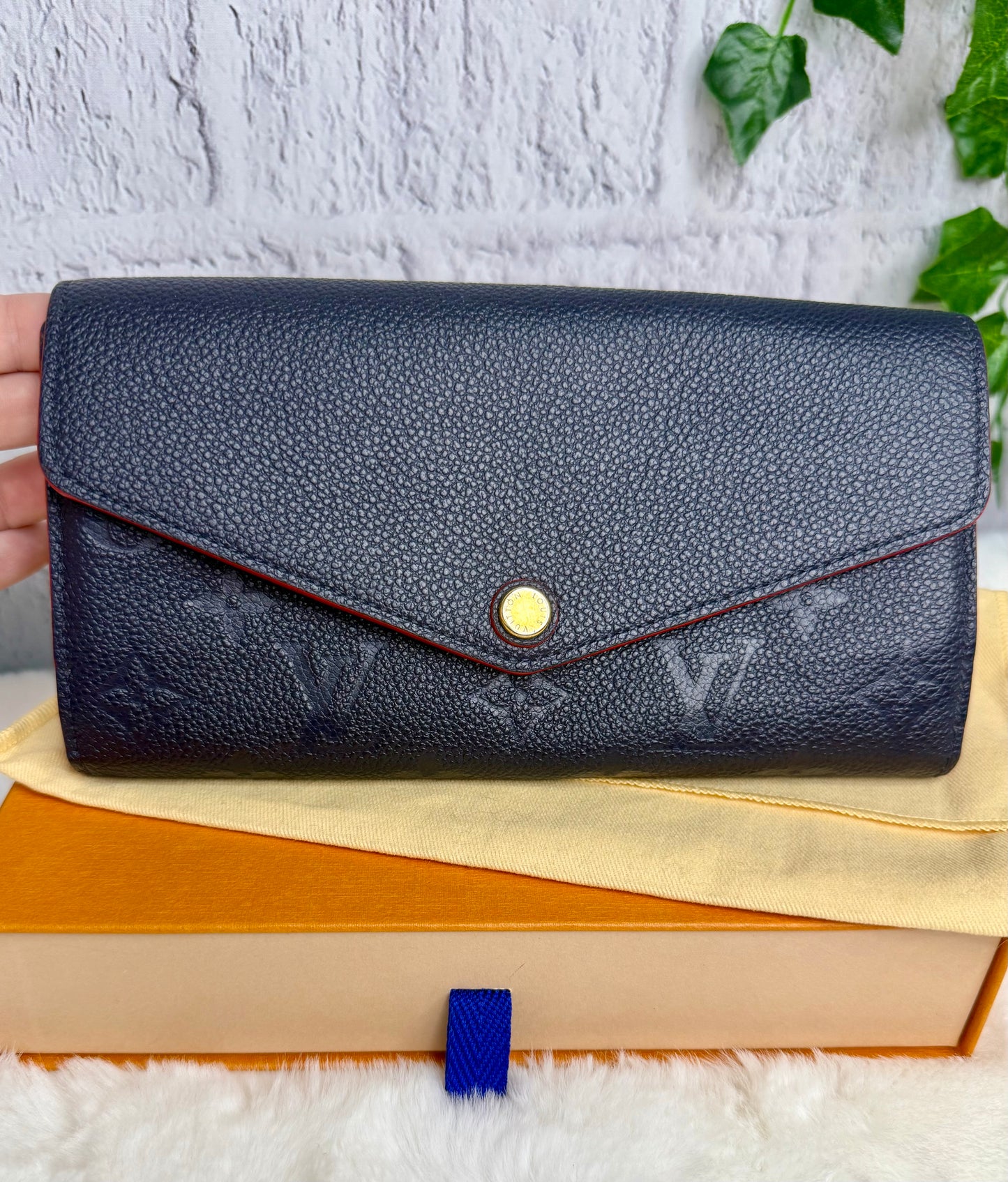 Louis Vuitton Sarah Empreinte Leather Wallet Marine Rouge