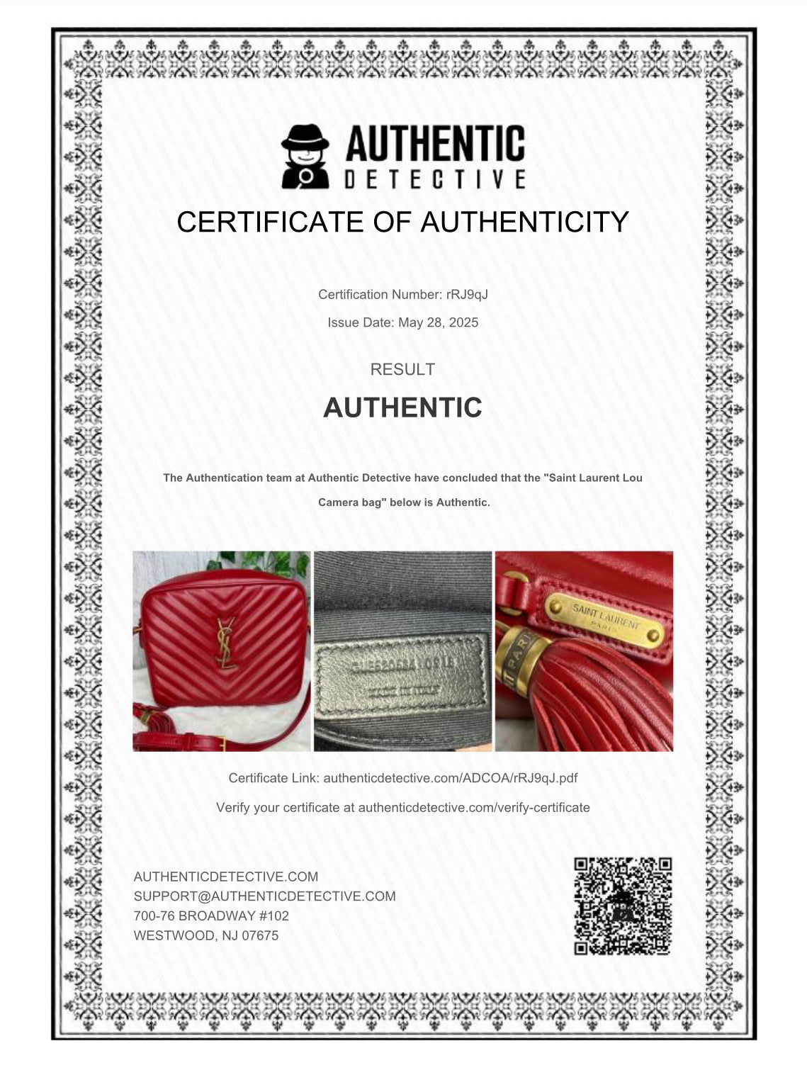 YSL Saint Laurent Red Lou Camera Bag