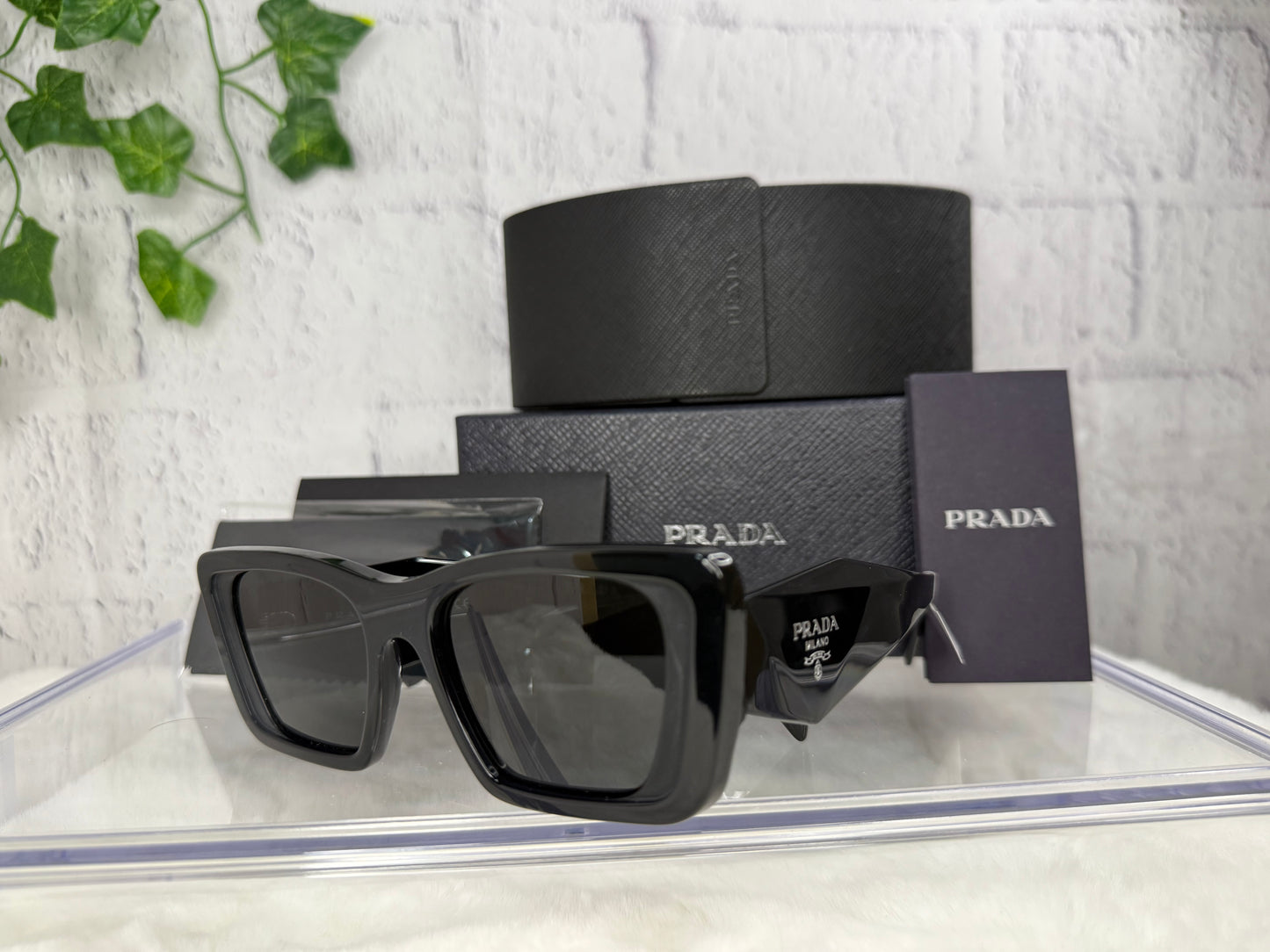 Prada SPR 08Y Black Butterly Frame Sunglasses