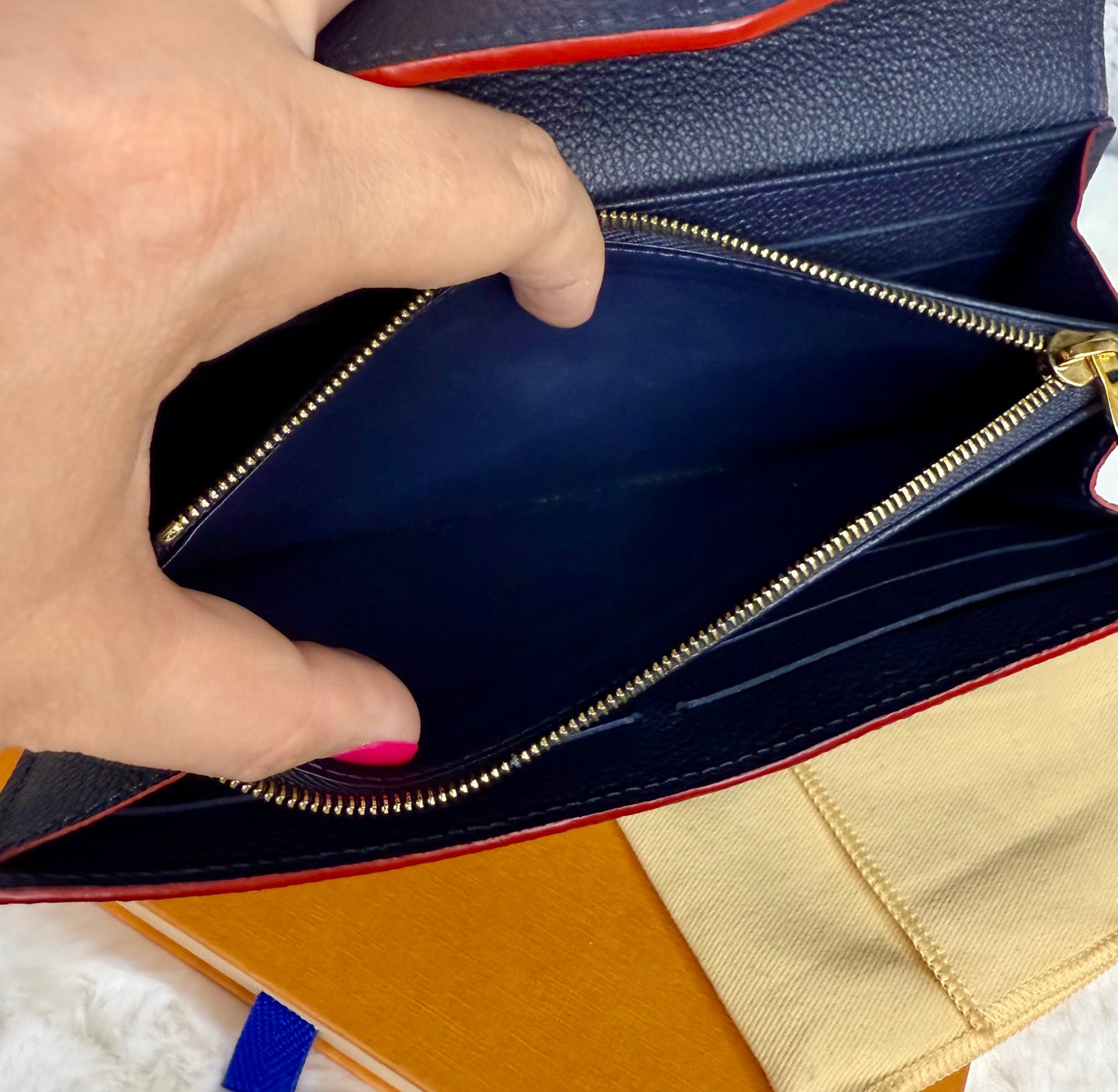 Louis Vuitton Sarah Empreinte Leather Wallet Marine Rouge