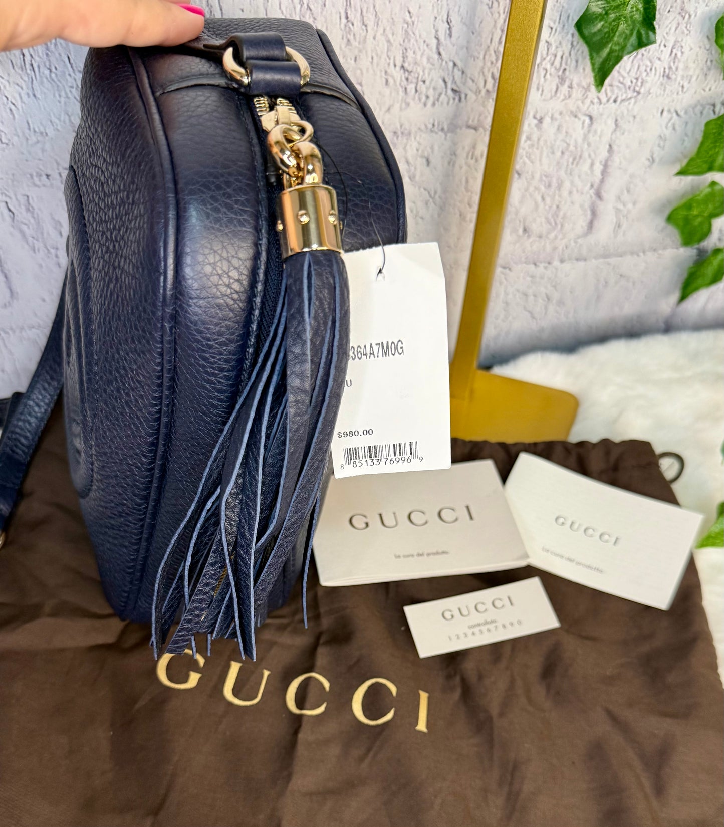Gucci Soho Disco Dark Navy Leather Bag NWT