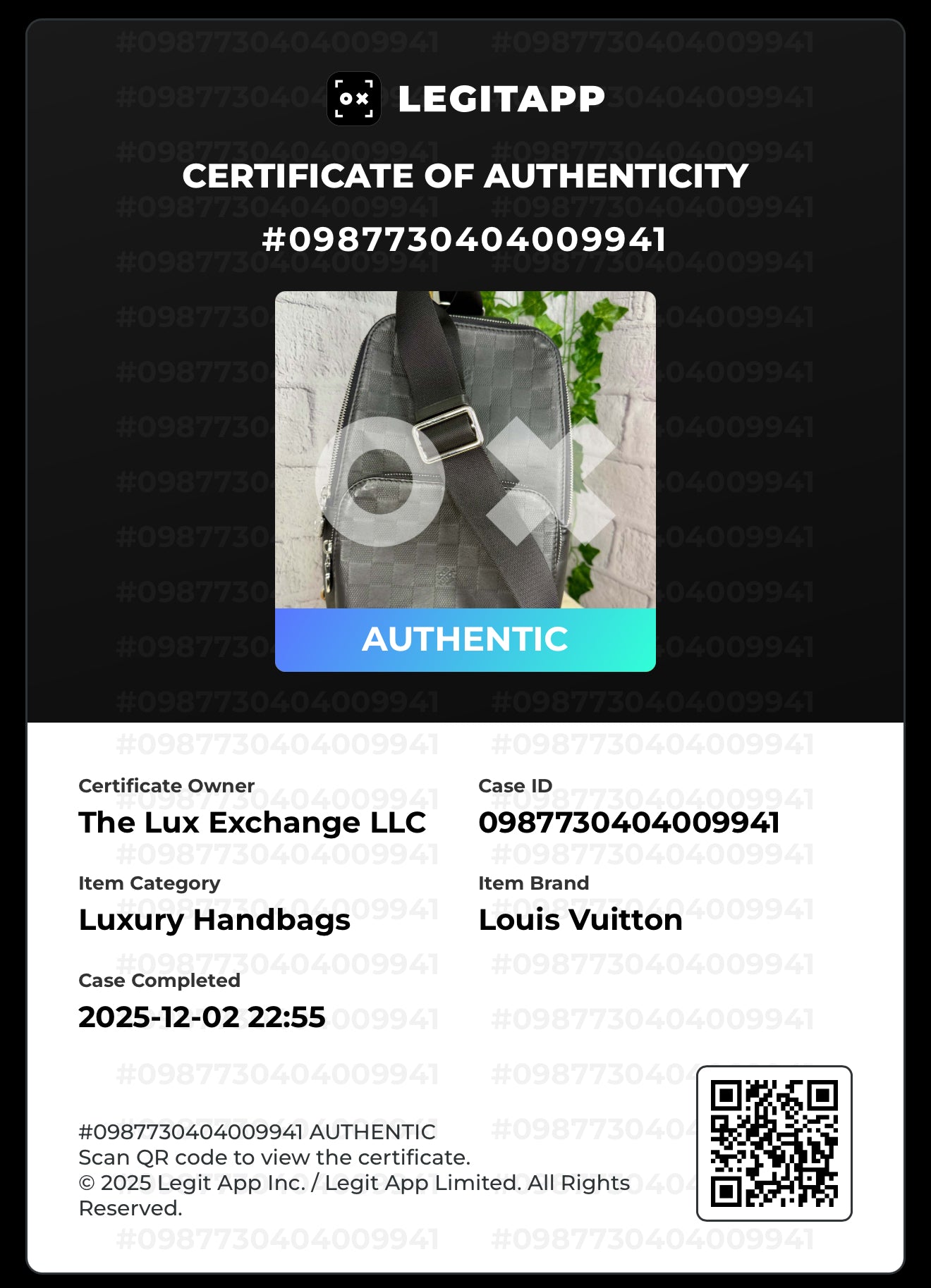 Louis Vuitton Damier Infini Onyx Avenue Sling Bag