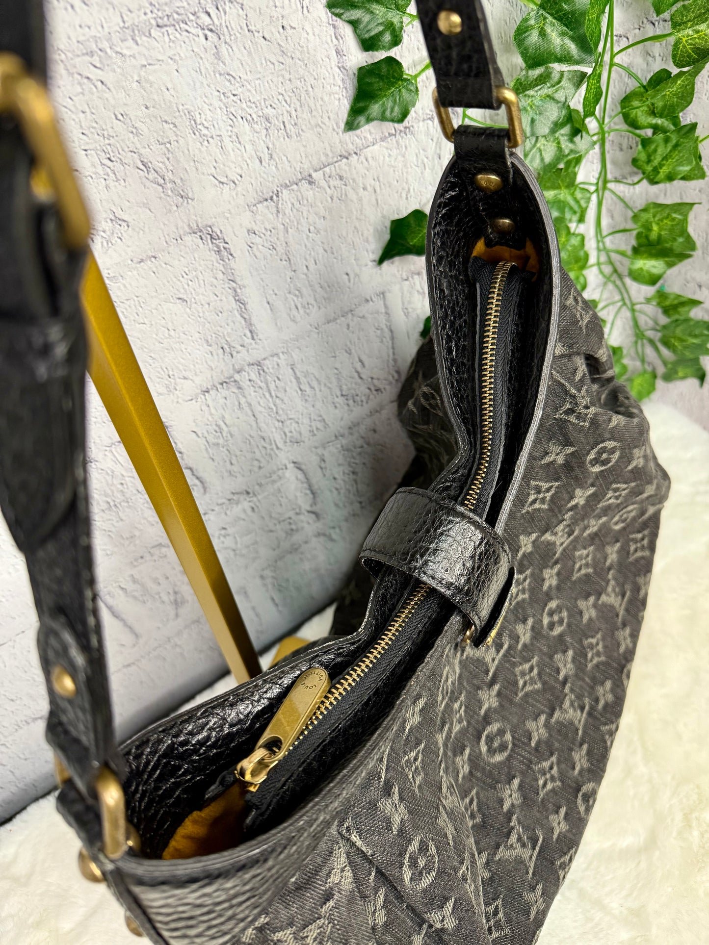 Louis Vuitton Black Denim XS Hobo Bag