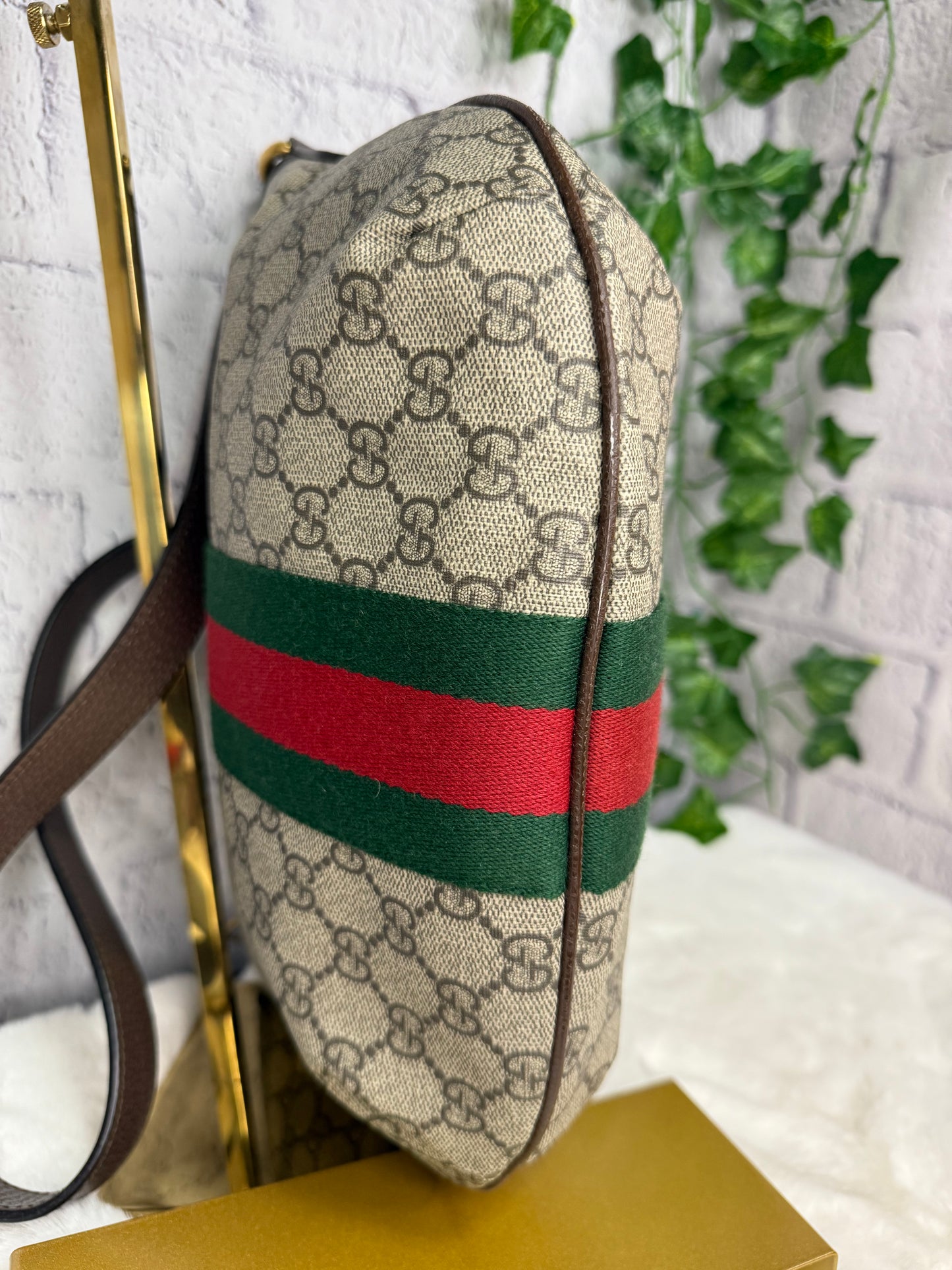 Gucci Supreme Ophidia Half Moon Hobo Bag Small