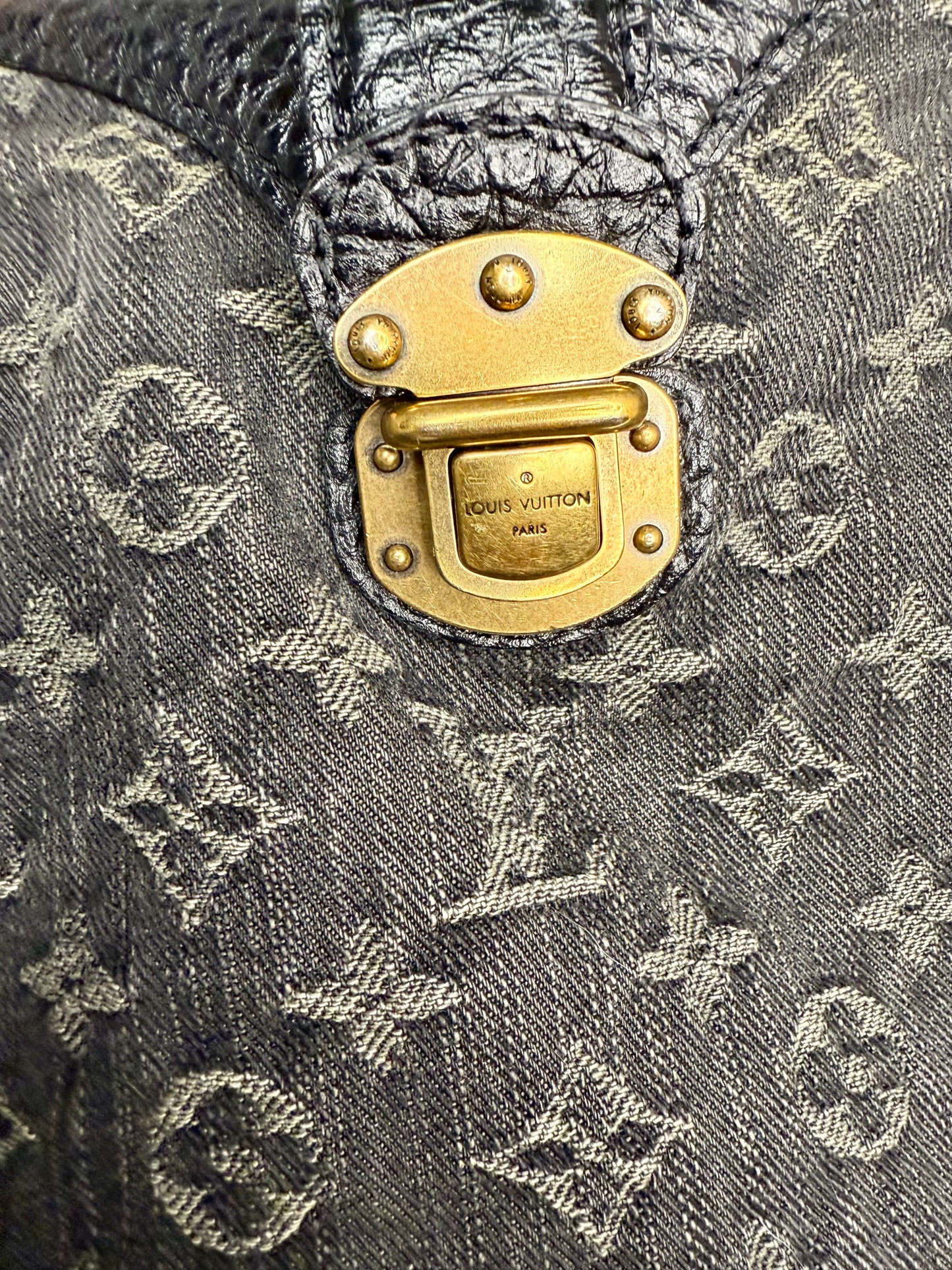 Louis Vuitton Black Denim XS Hobo Bag