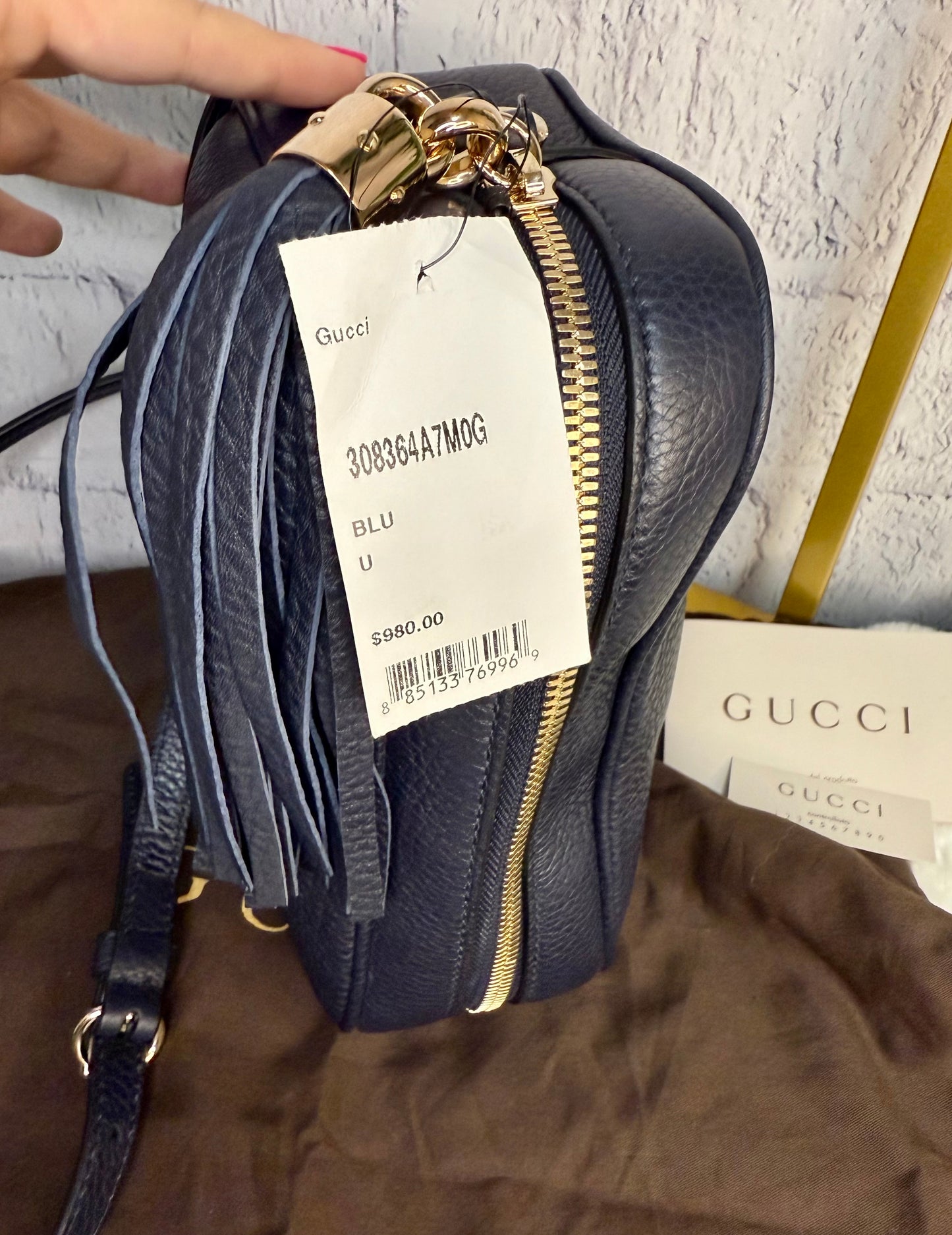 Gucci Soho Disco Dark Navy Leather Bag NWT