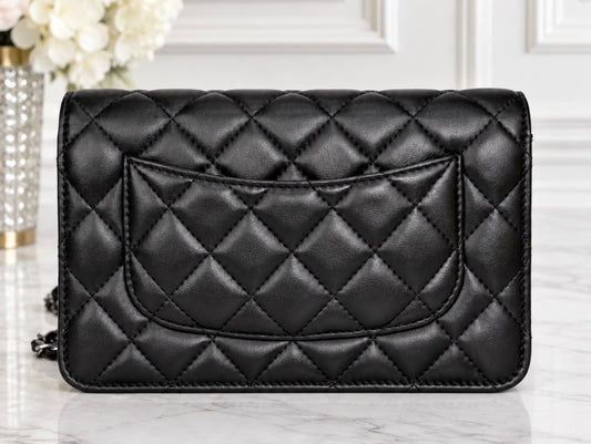 Chanel Coco Clips Wallet On Chain (Black Lambskin) - Excellent