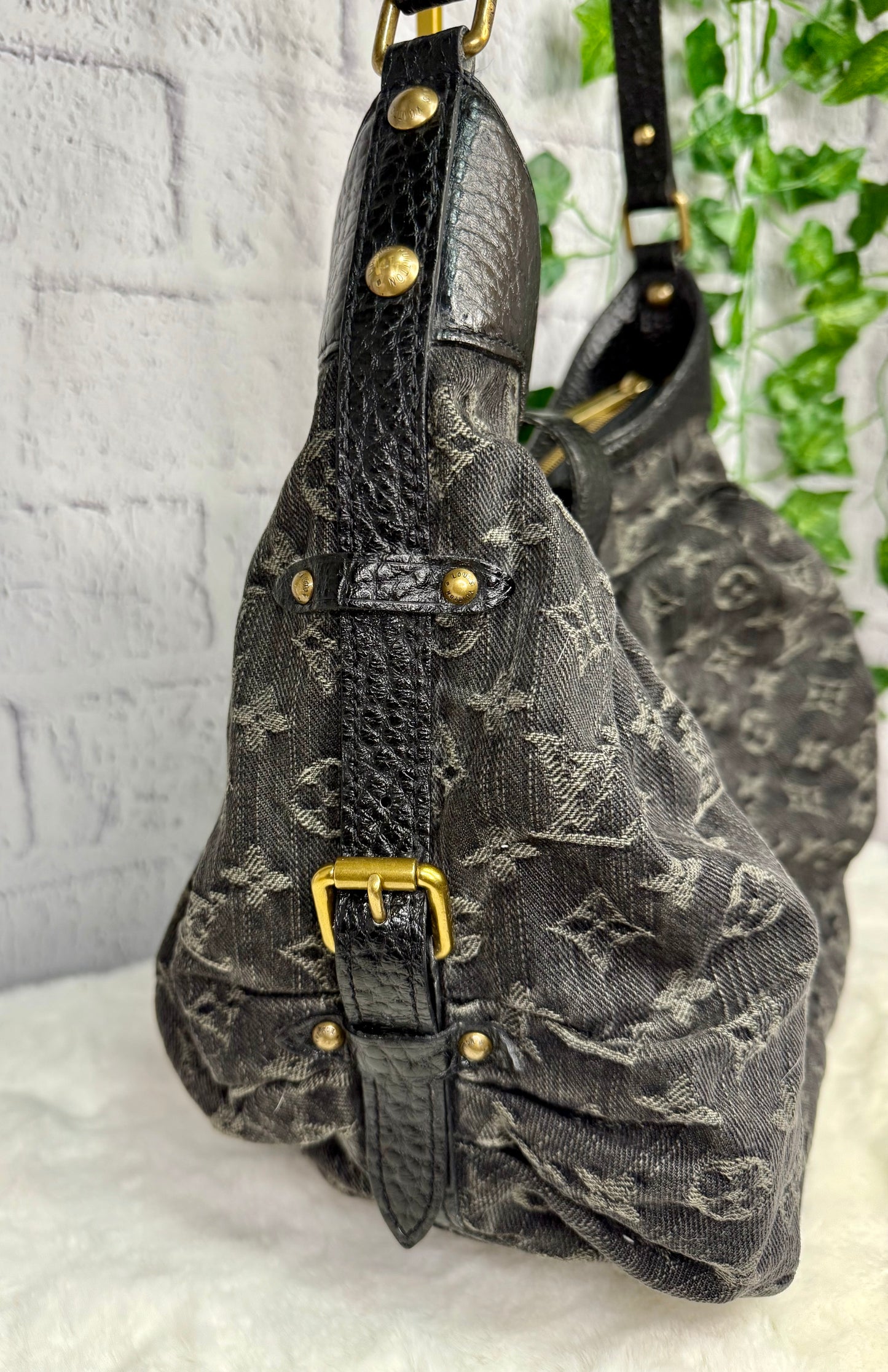 Louis Vuitton Black Denim XS Hobo Bag