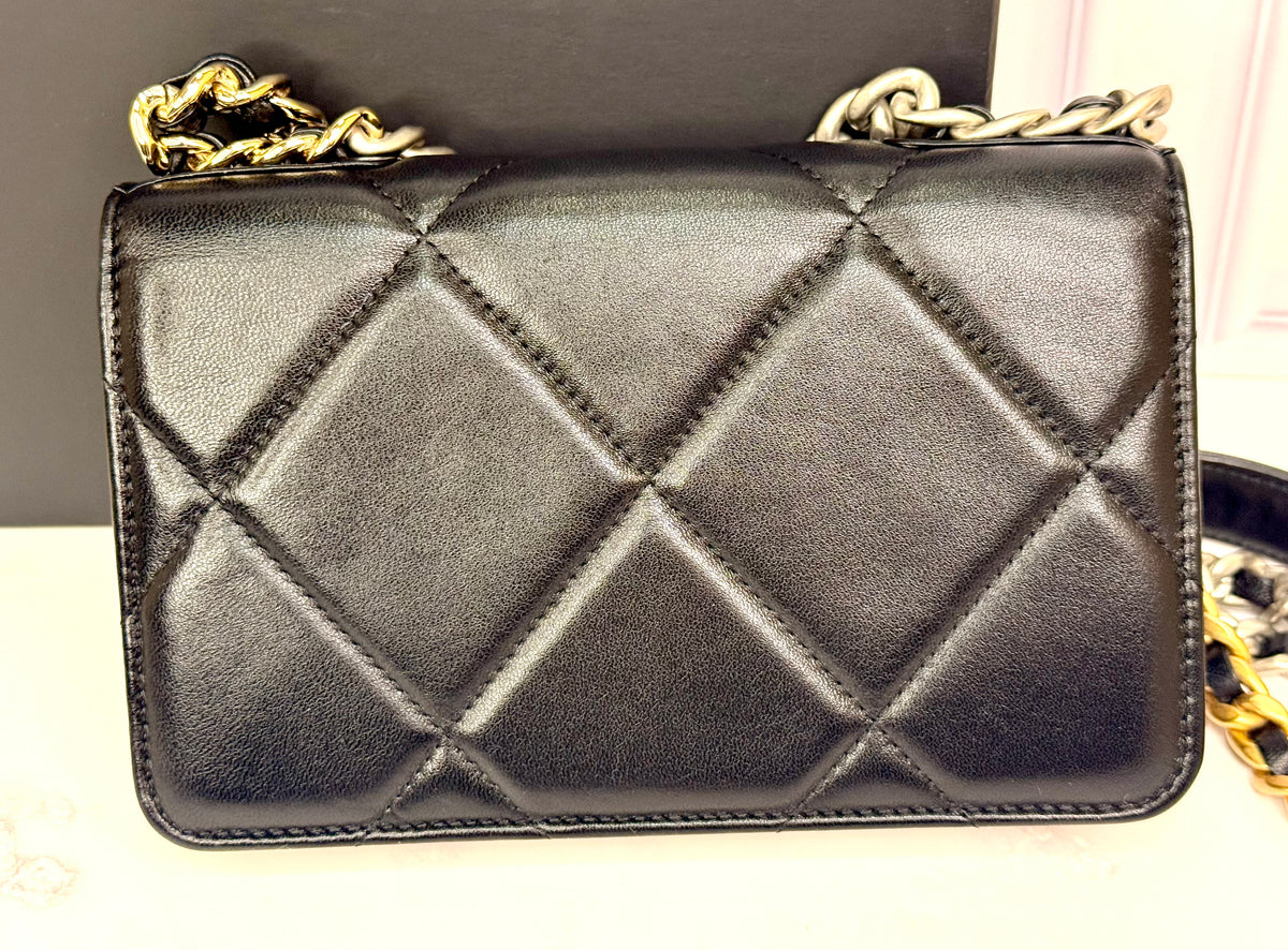 Chanel 19 Lambskin WOC (Black) - Excellent
