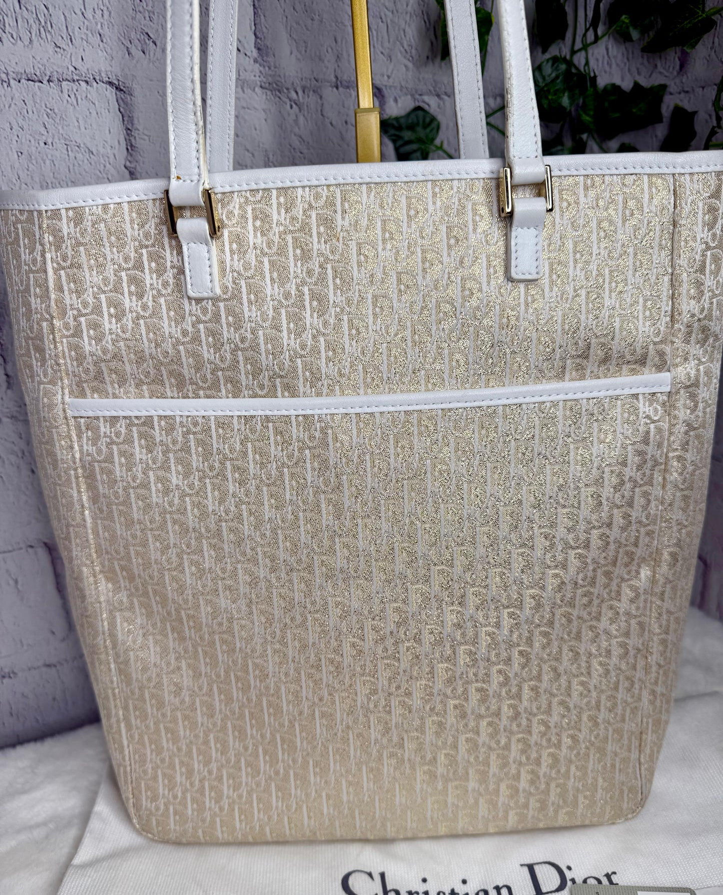 Christian Dior Vintage Metallic Diorissimo Trotter Tote