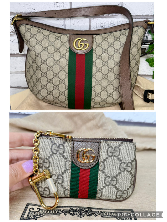 Gucci Supreme Ophidia Half Moon Hobo Small & Key Pouch Set - Excellent/New