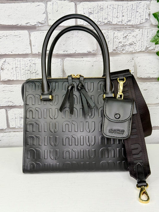 Miu Miu Embossed Leather Shoulder Crossbody Bag (Black) - Excellent