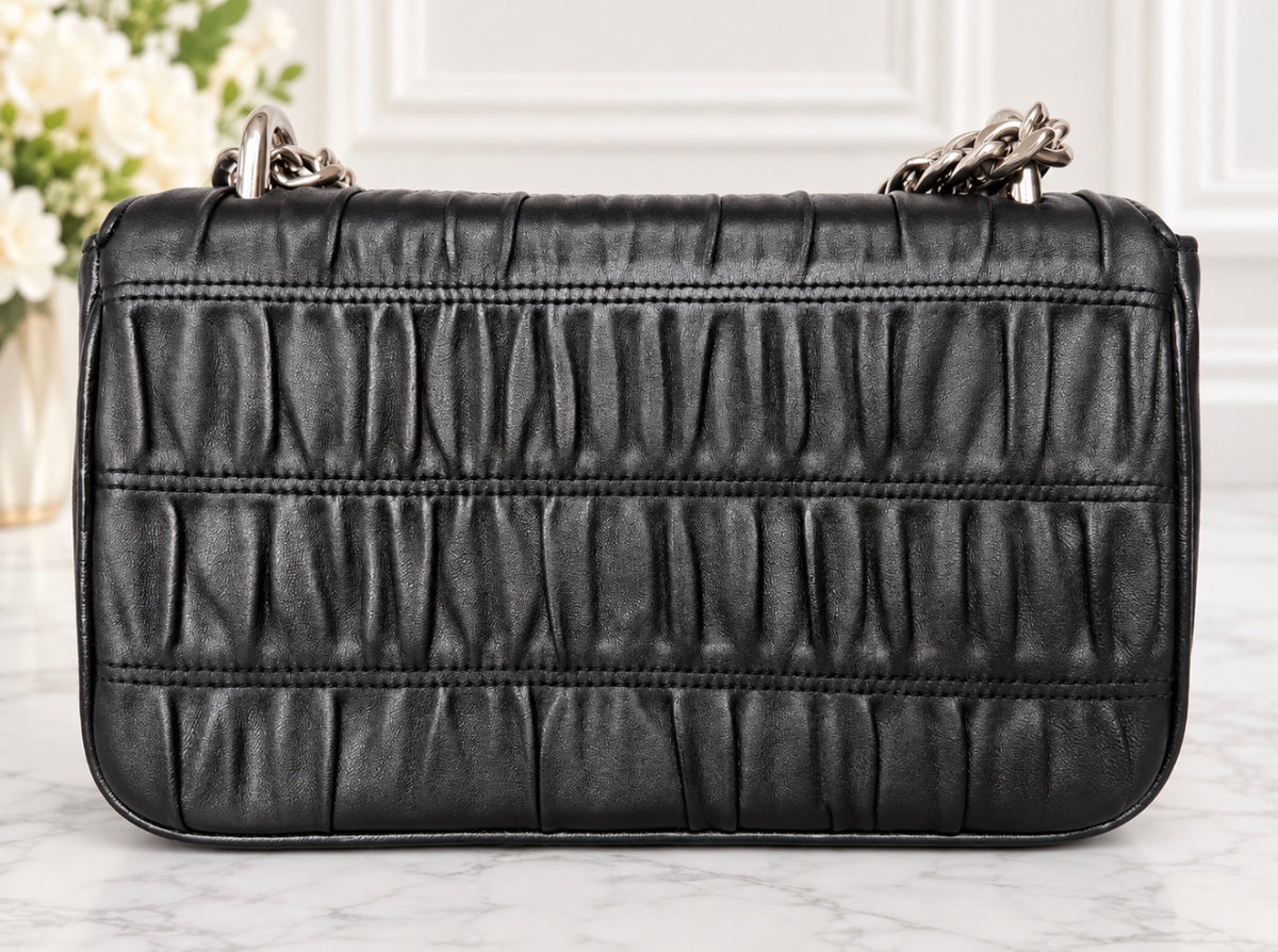 Prada Nappa Leather Gaufre Chain Flap (Black) - Excellent