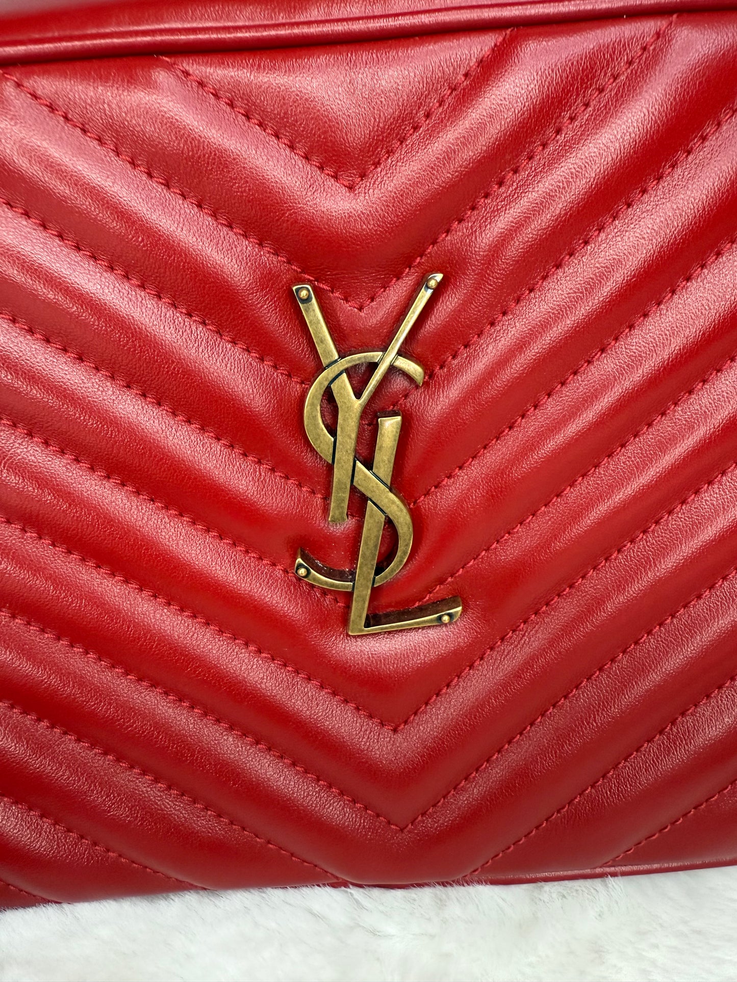 YSL Saint Laurent Red Lou Camera Bag