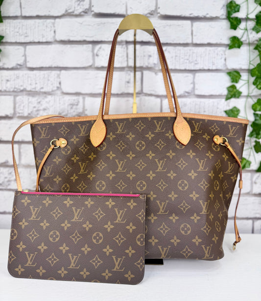 Louis Vuitton Neverfull MM w/ Pouch (Monogram/Pivoine) - Great