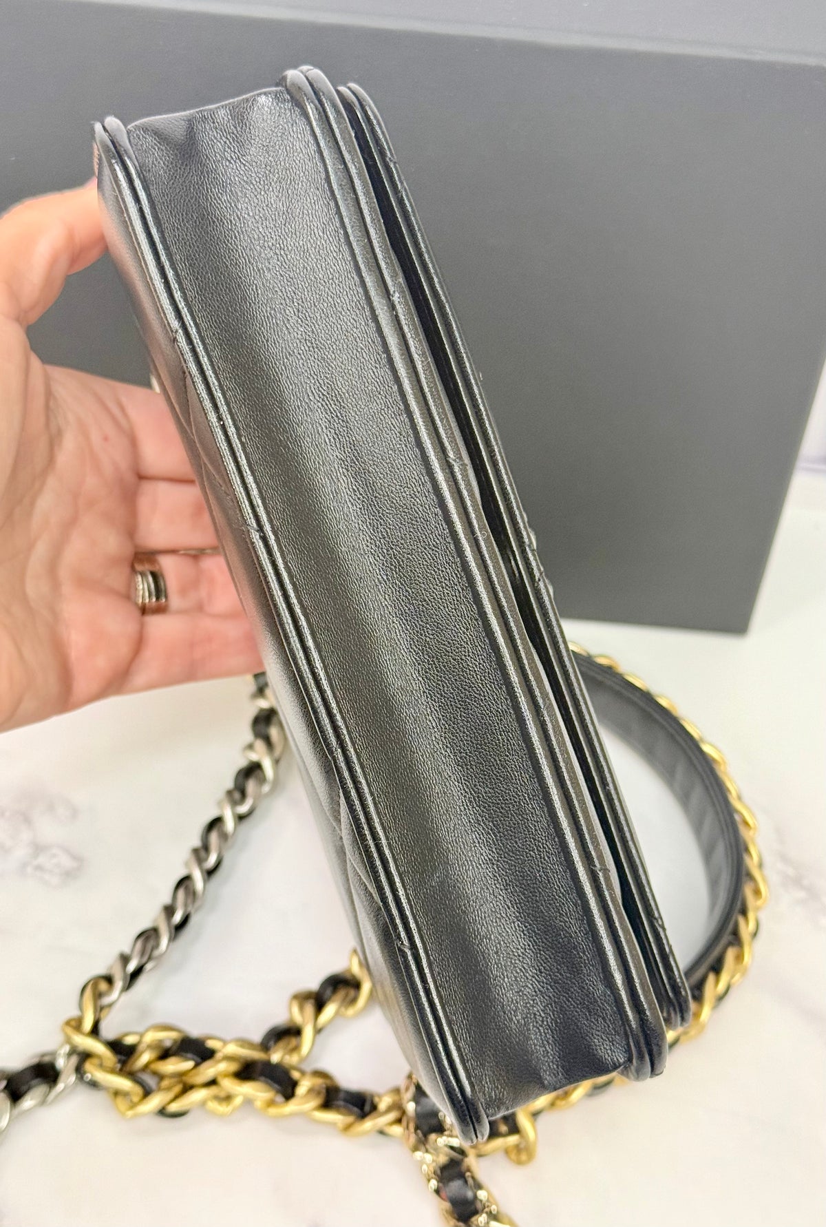 Chanel 19 Lambskin WOC (Black) - Excellent