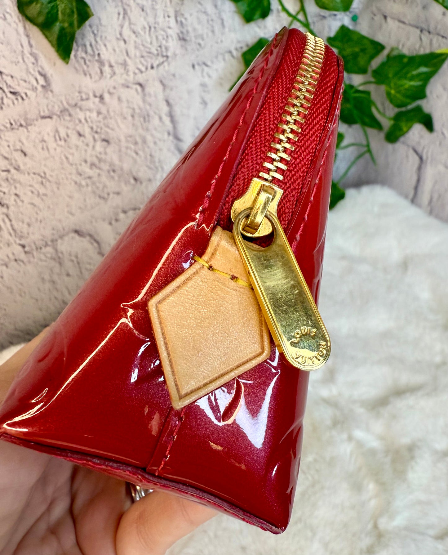 Louis Vuitton Red Vernis Cosmetic Pouch PM