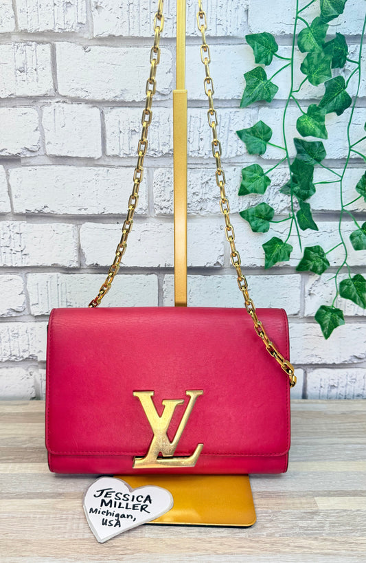 Louis Vuitton Calfskin Chain Louise MM - Raspberry