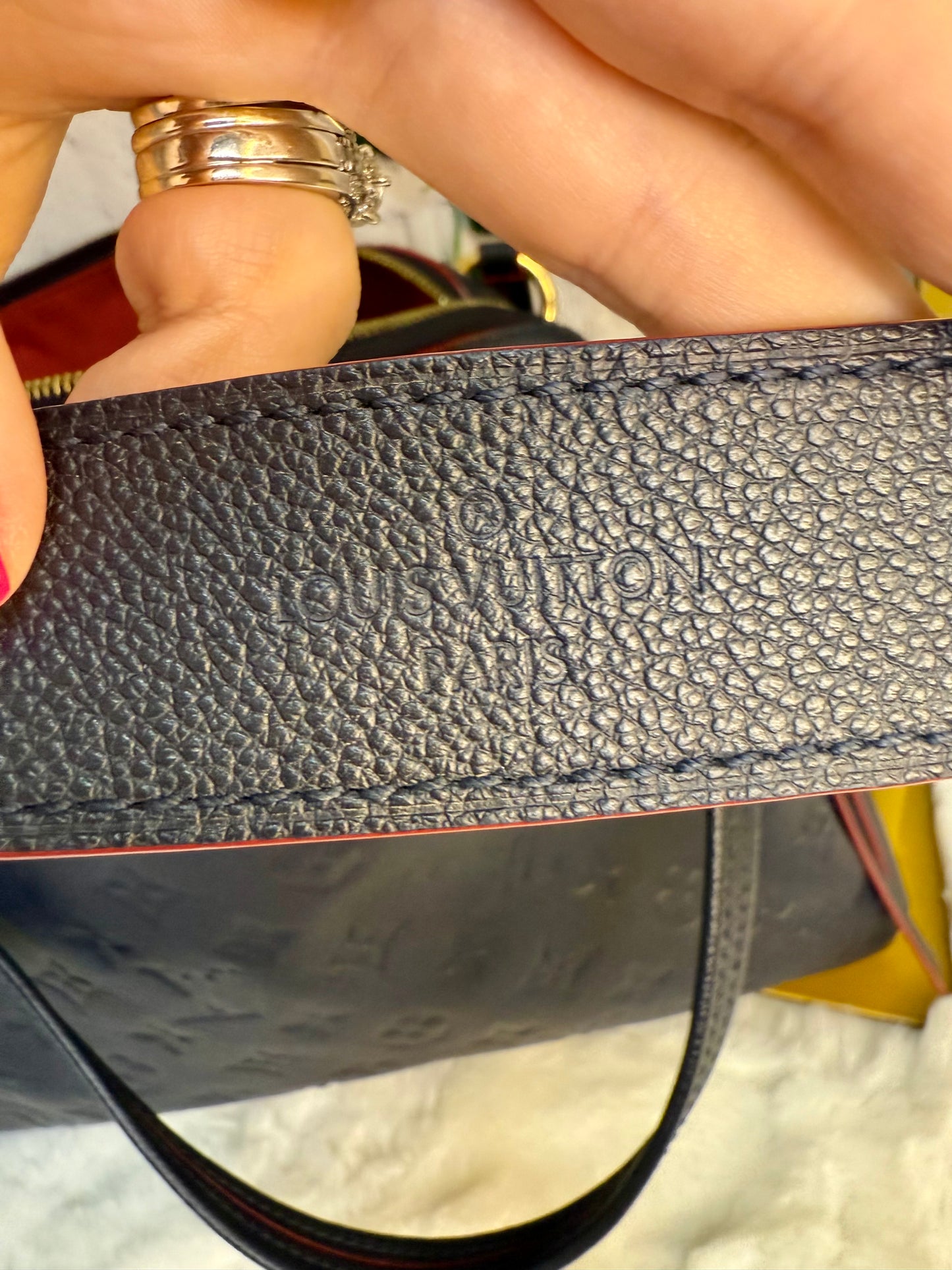 Louis Vuitton Ponthieu Empreinte Leather Marine Rouge