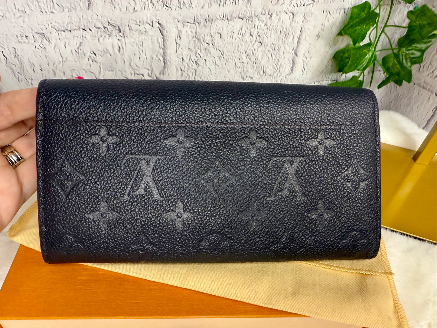 Louis Vuitton Sarah Empreinte Leather Wallet Marine Rouge
