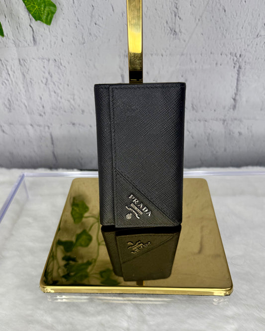 Prada Saffiano Leather 6 Key Case - Black