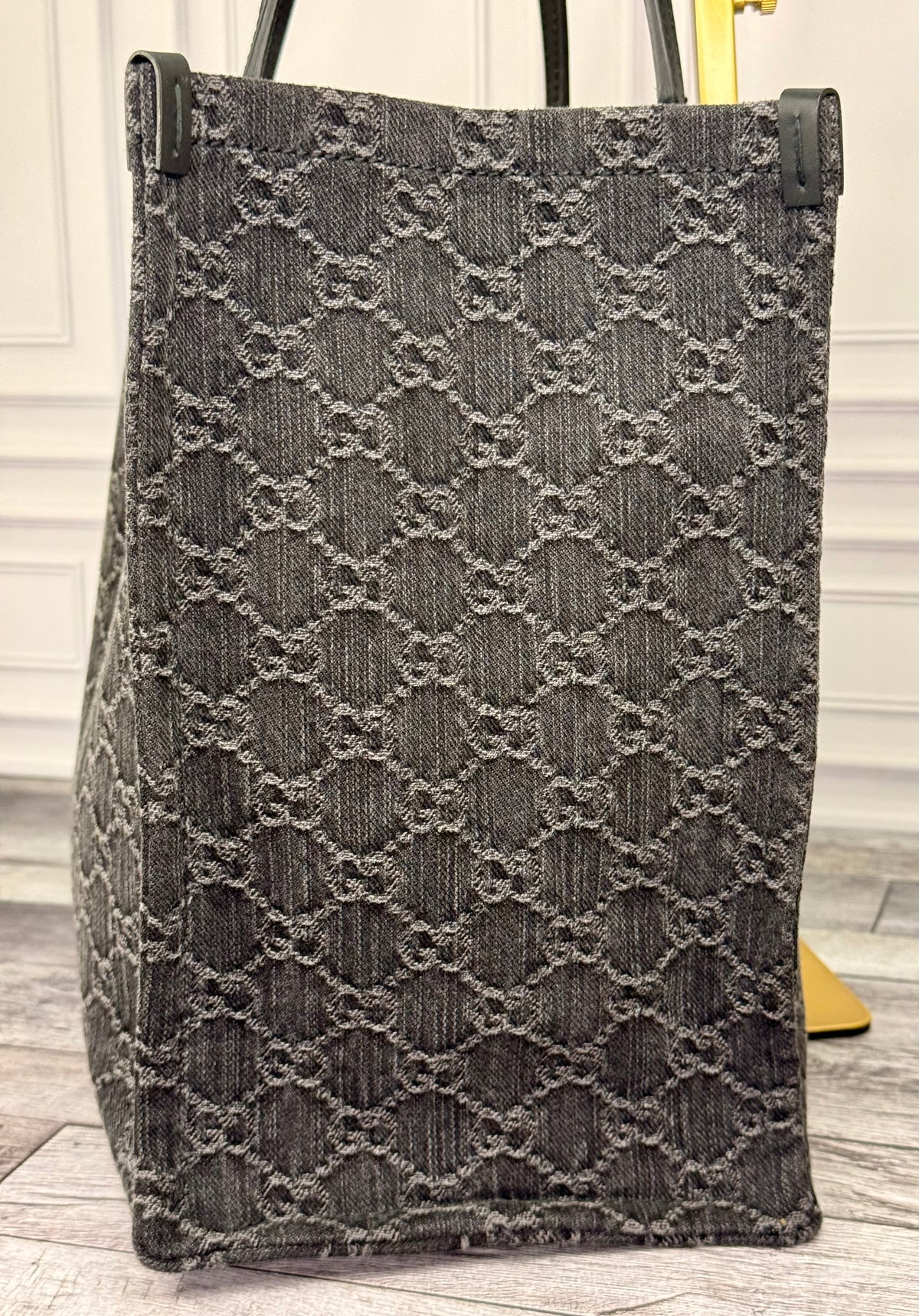 Gucci Denim Ophidia Large Shopper Tote (Black) - Like New